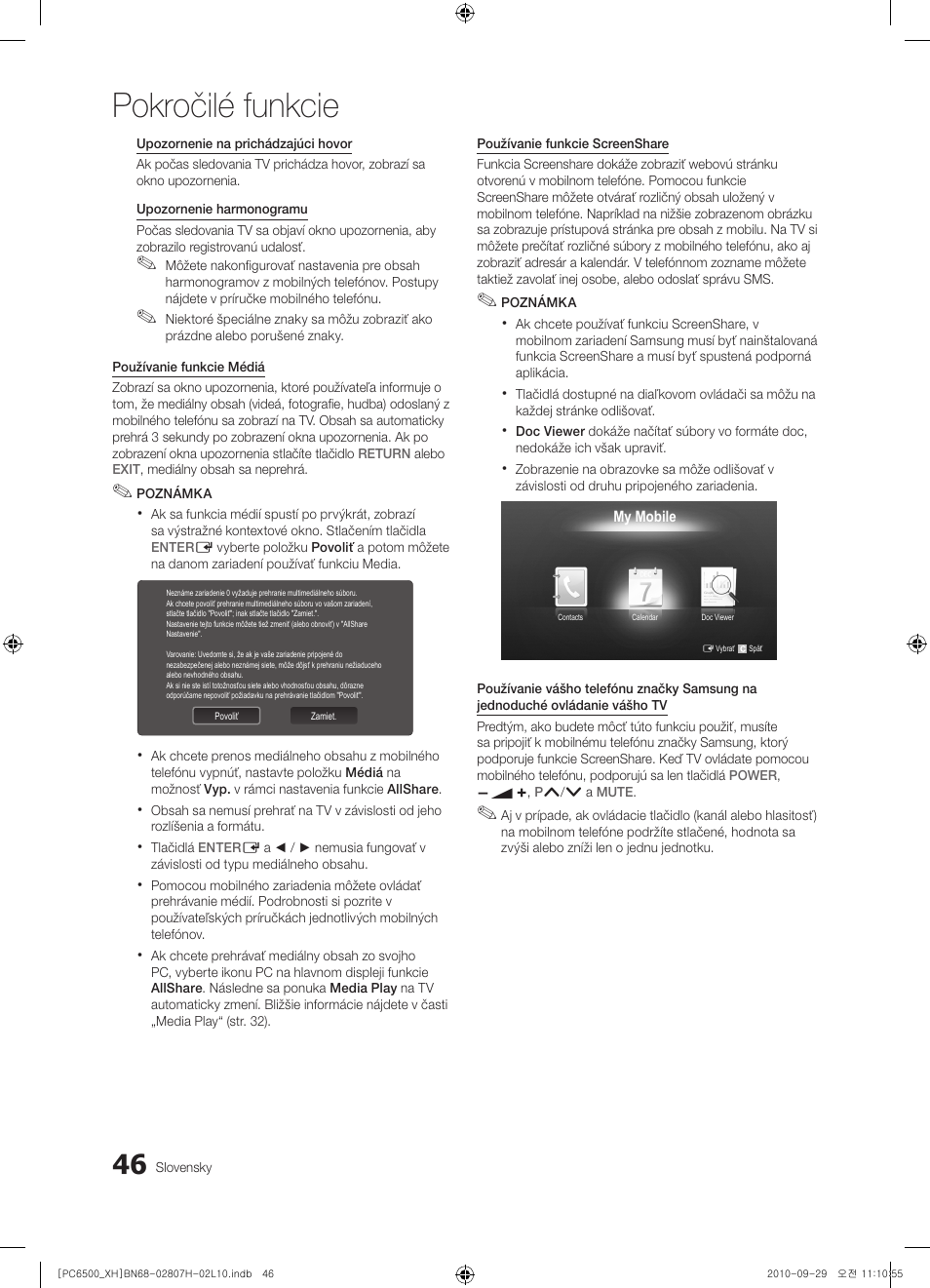 Pokročilé funkcie | Samsung PS50C6500TW User Manual | Page 431 / 551