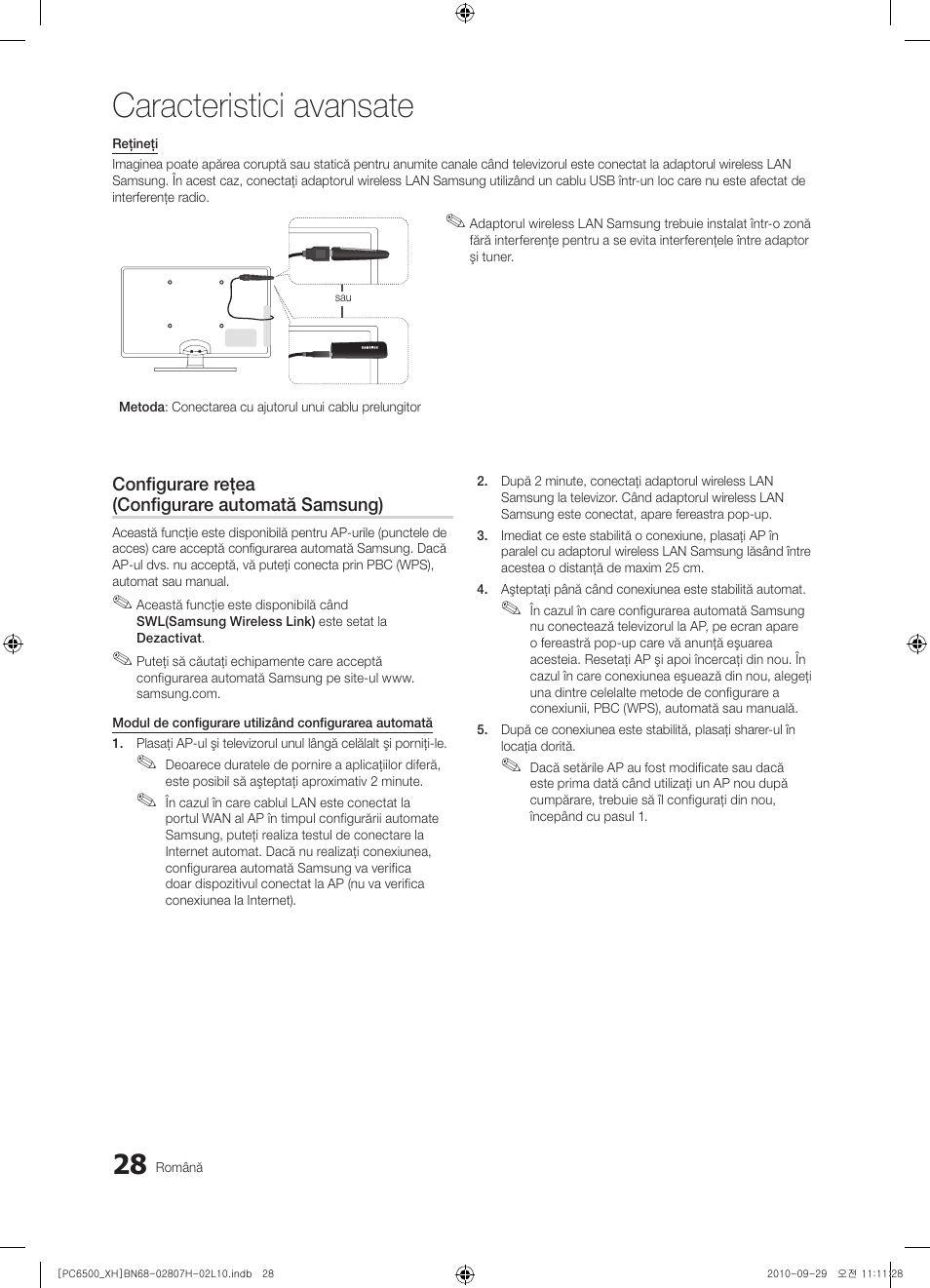 Caracteristici avansate | Samsung PS50C6500TW User Manual | Page 468 / 551