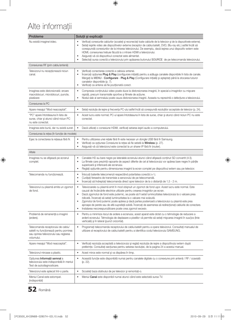 Alte informaţii | Samsung PS50C6500TW User Manual | Page 492 / 551