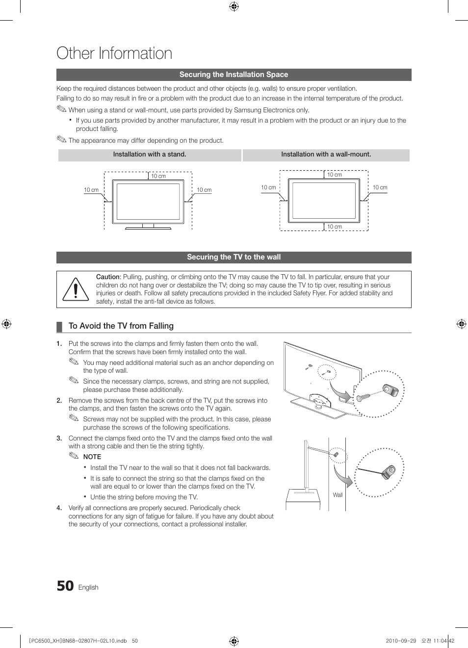 Other information | Samsung PS50C6500TW User Manual | Page 50 / 551