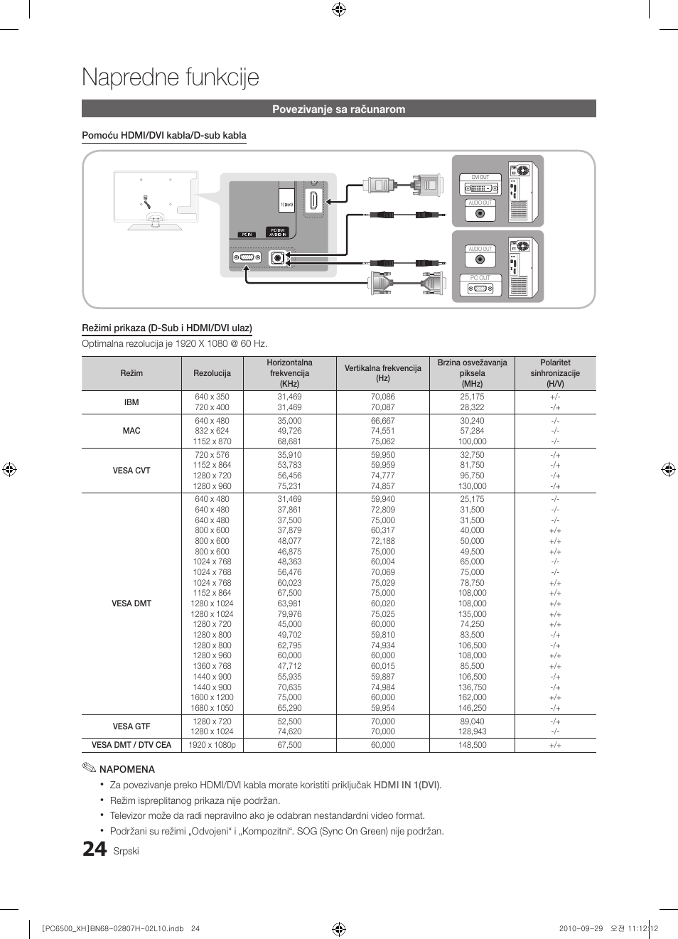 Napredne funkcije | Samsung PS50C6500TW User Manual | Page 519 / 551