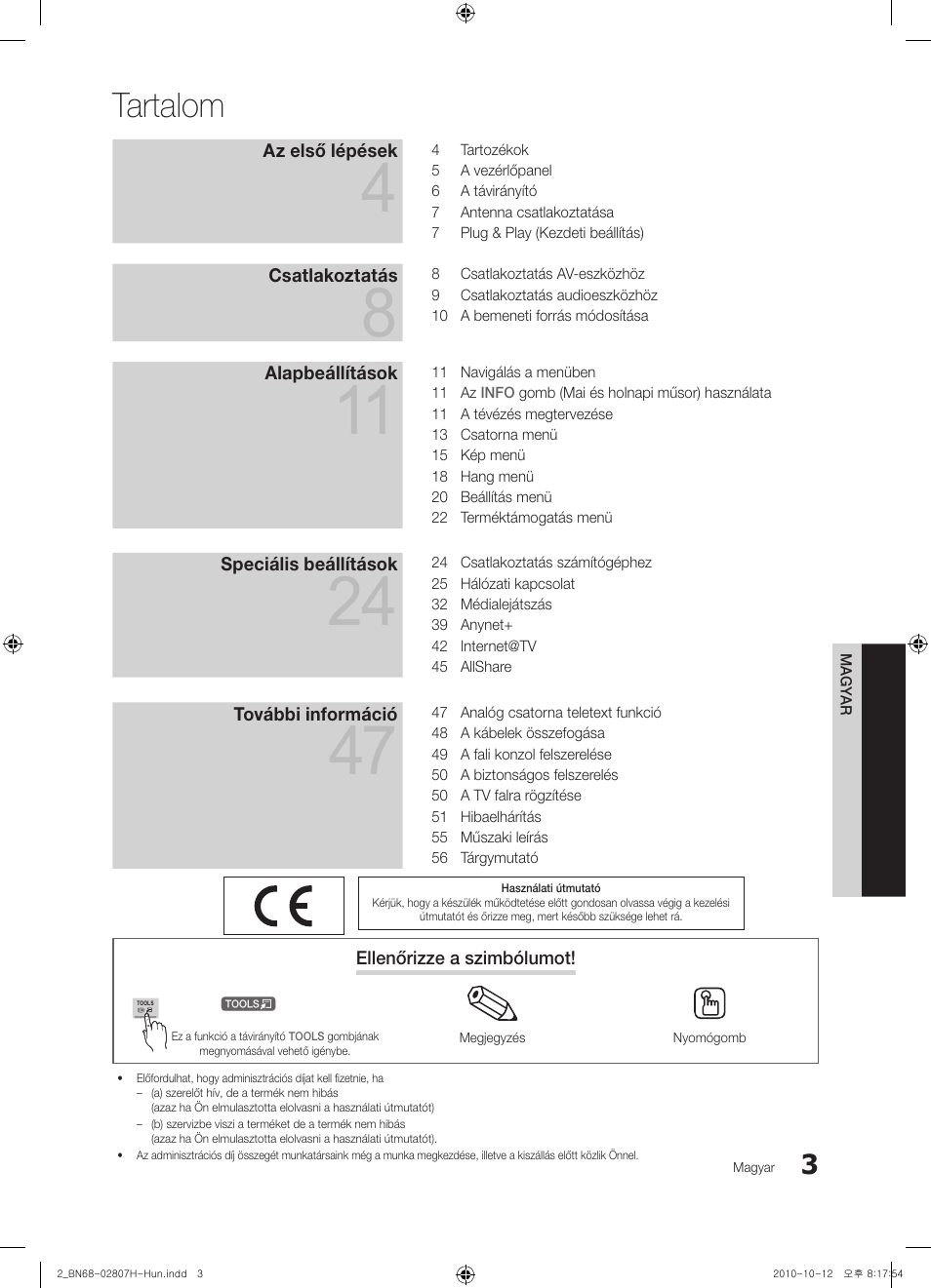 Tartalom | Samsung PS50C6500TW User Manual | Page 58 / 551
