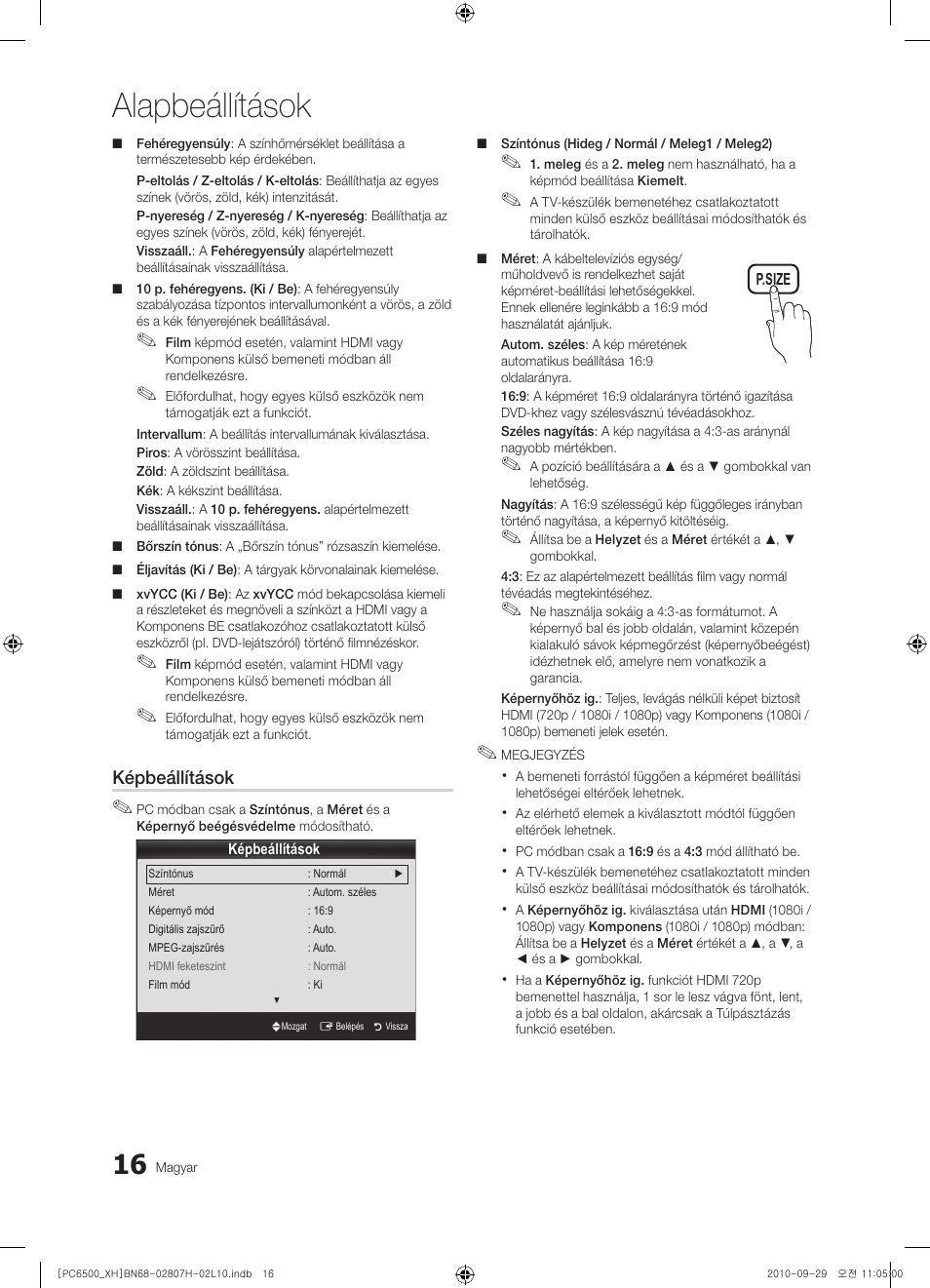 Alapbeállítások | Samsung PS50C6500TW User Manual | Page 71 / 551