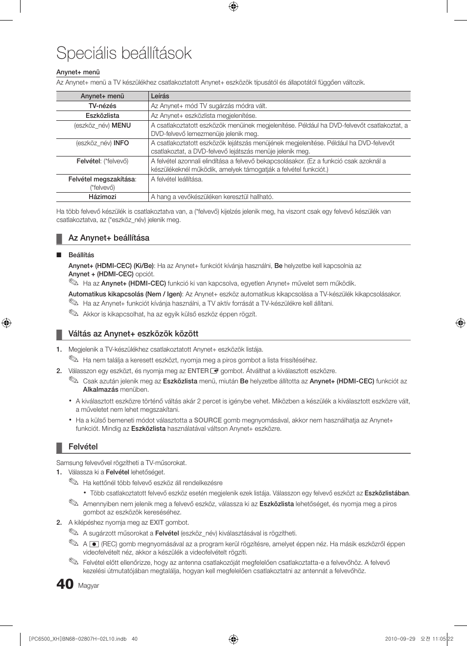 Speciális beállítások | Samsung PS50C6500TW User Manual | Page 95 / 551