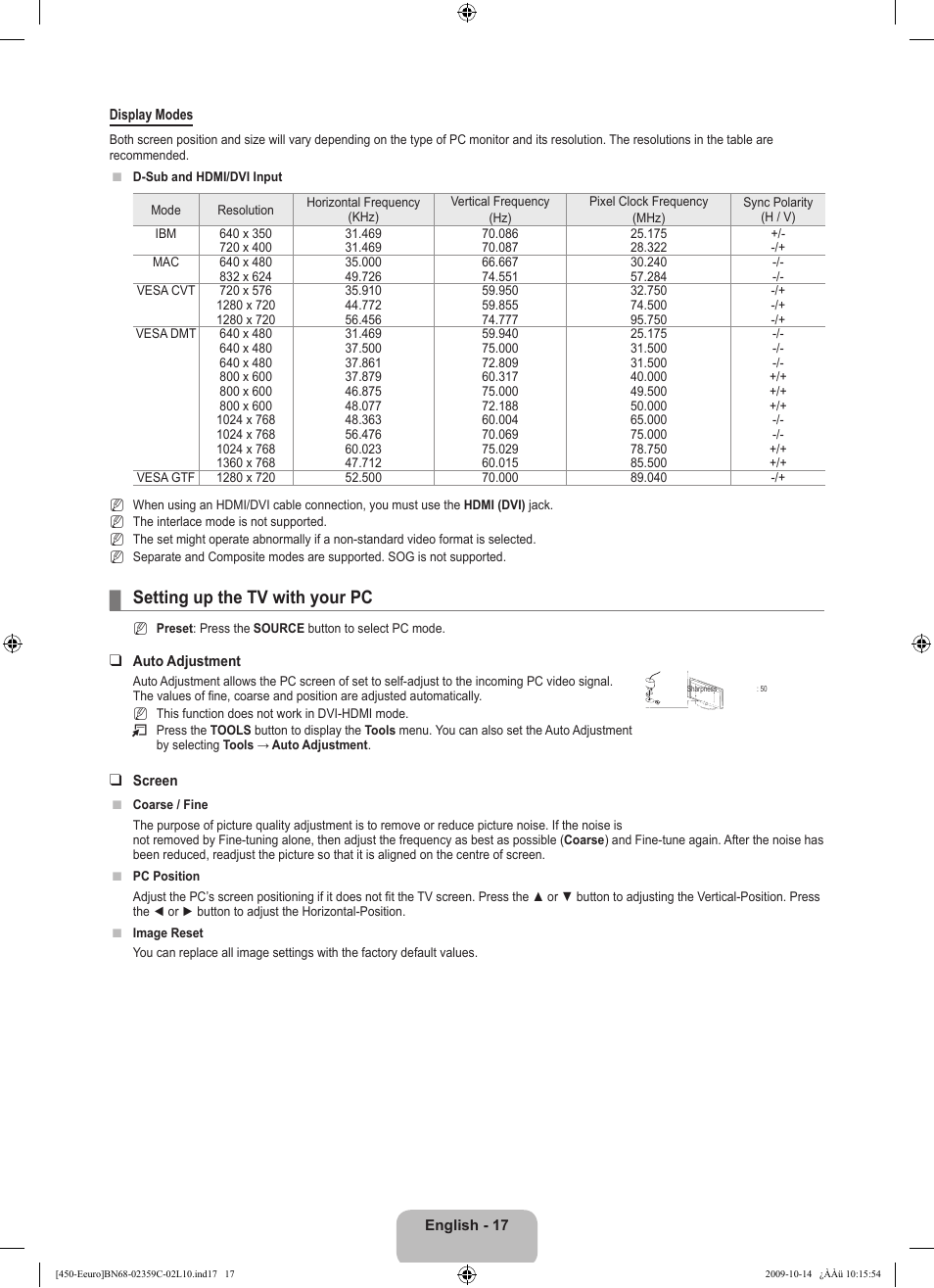 Setting up the tv with your pc | Samsung LE22B541C4W User Manual | Page 19 / 348