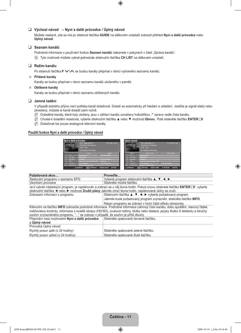 Seznam kanálů, Režim kanálu, Jemné ladění | Použití funkce nyní a další průvodce / úplný návod | Samsung LE22B541C4W User Manual | Page 217 / 348