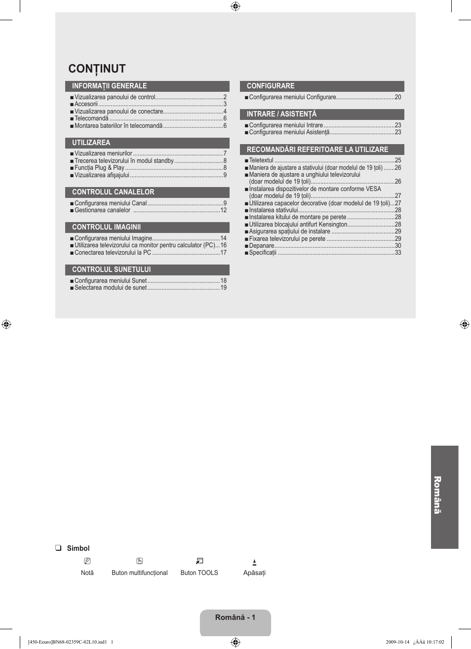 Conţinut, Română | Samsung LE22B541C4W User Manual | Page 275 / 348