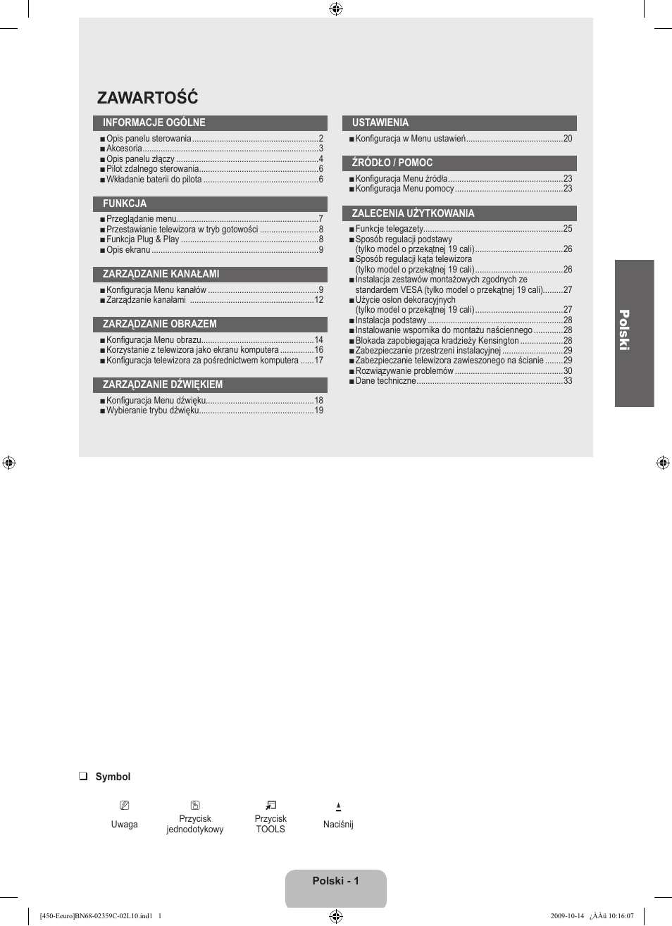 Zawartość, Polski | Samsung LE22B541C4W User Manual | Page 71 / 348