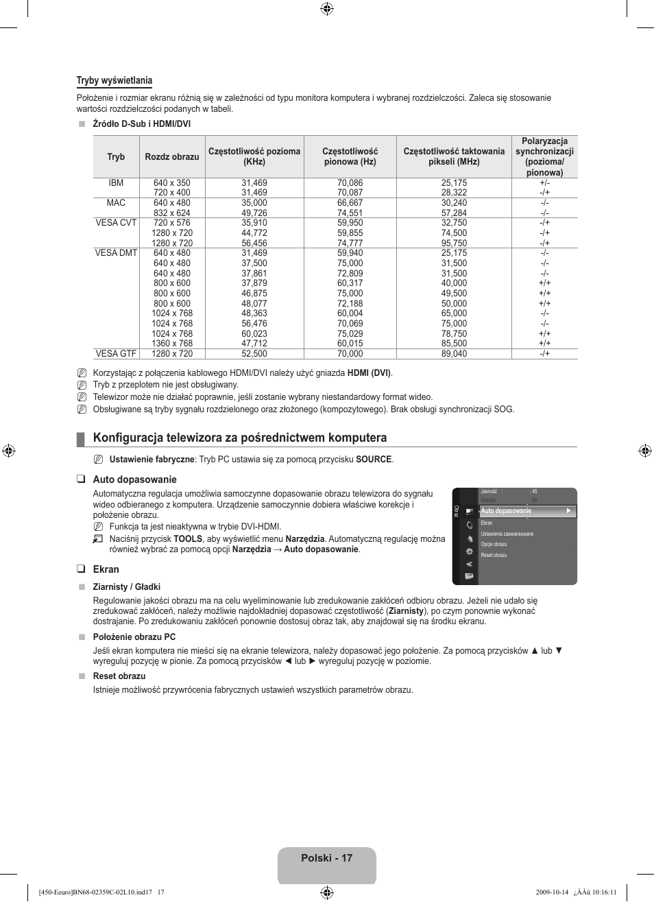 Konfiguracja telewizora za pośrednictwem komputera | Samsung LE22B541C4W User Manual | Page 87 / 348