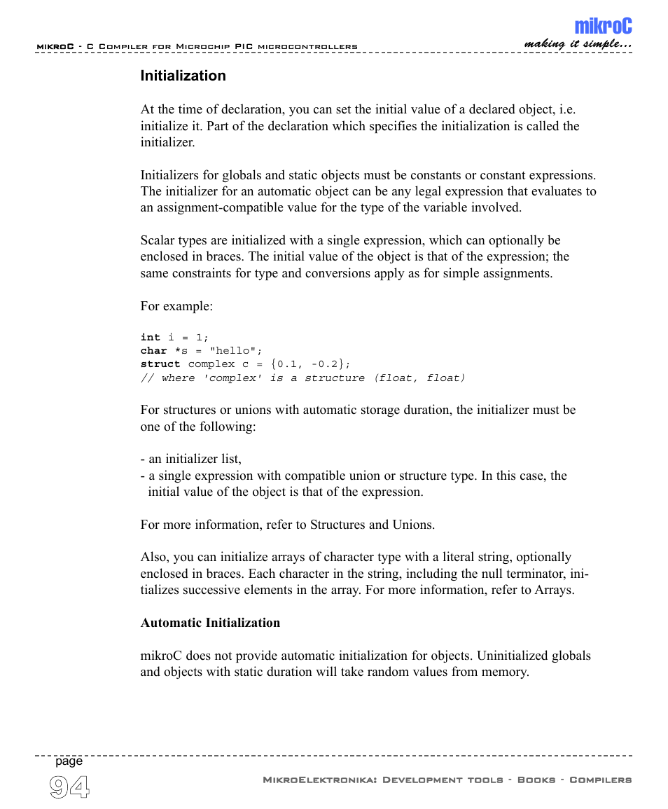 Initialization, Mikroc | ABL electronic PIC Microcontrollers PIC16 User Manual | Page 102 / 312