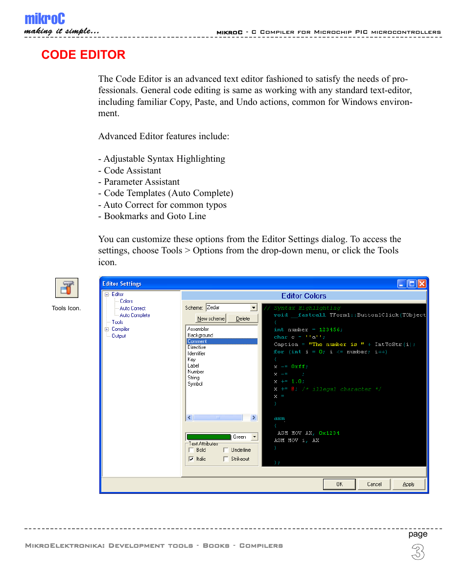 Code editor, Mikroc | ABL electronic PIC Microcontrollers PIC16 User Manual | Page 11 / 312