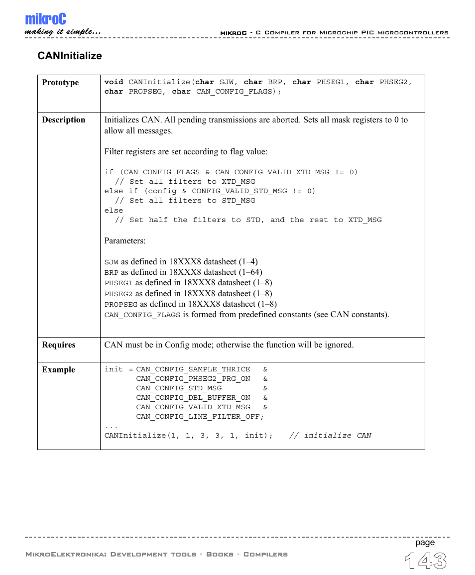 Mikroc, Caninitialize | ABL electronic PIC Microcontrollers PIC16 User Manual | Page 151 / 312