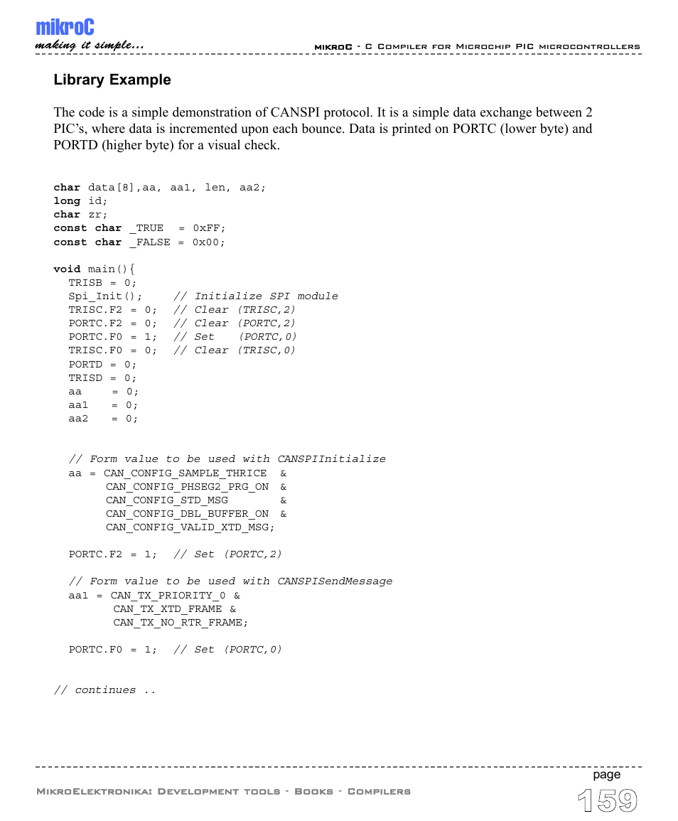 Mikroc, Library example | ABL electronic PIC Microcontrollers PIC16 User Manual | Page 167 / 312