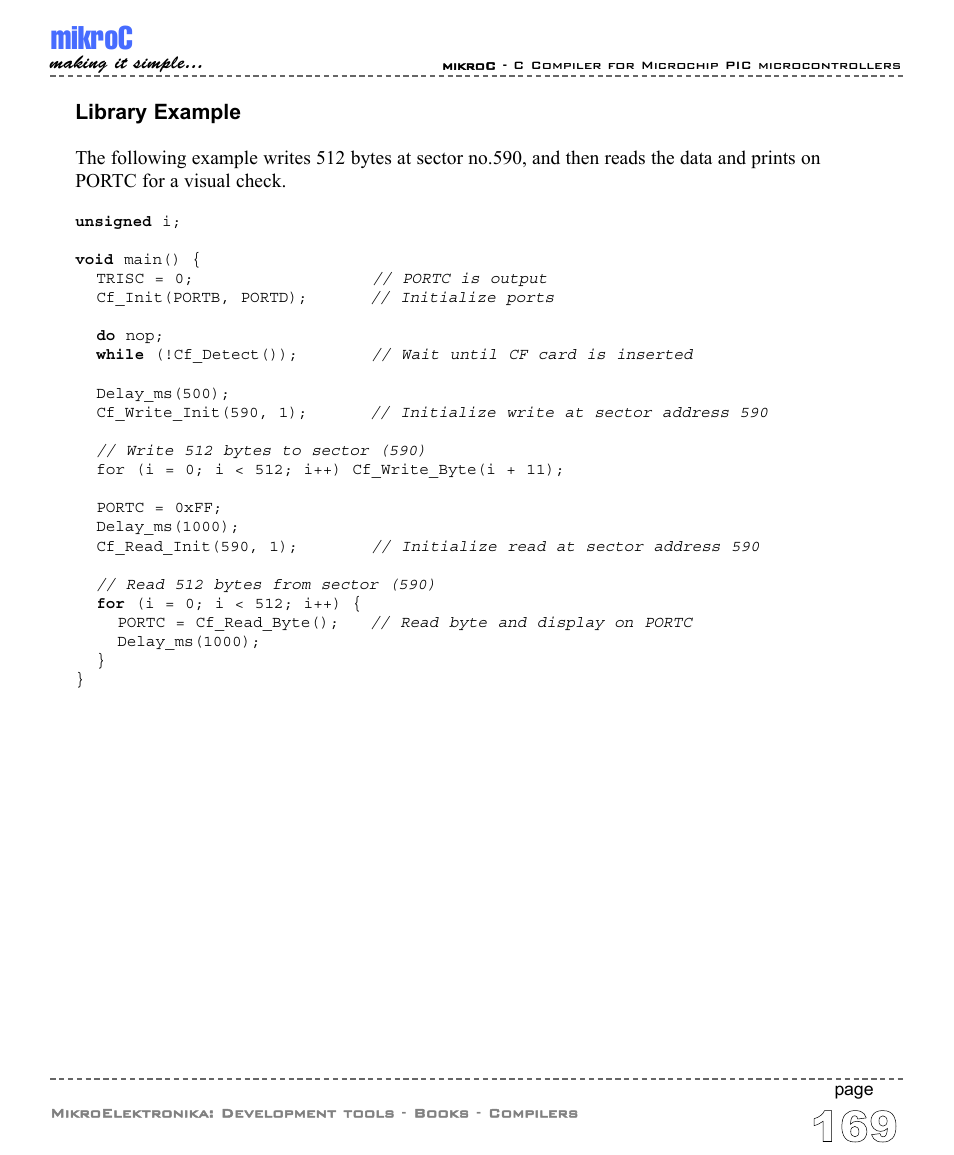 Mikroc, Library example | ABL electronic PIC Microcontrollers PIC16 User Manual | Page 177 / 312