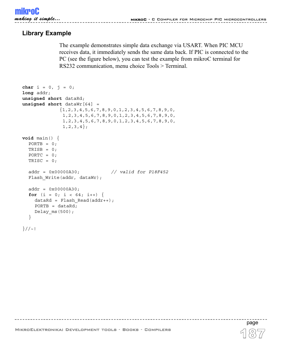 Mikroc, Library example | ABL electronic PIC Microcontrollers PIC16 User Manual | Page 195 / 312