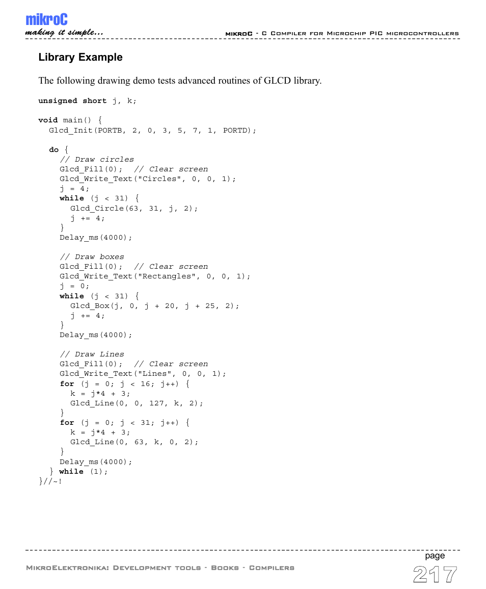 Mikroc, Library example | ABL electronic PIC Microcontrollers PIC16 User Manual | Page 225 / 312