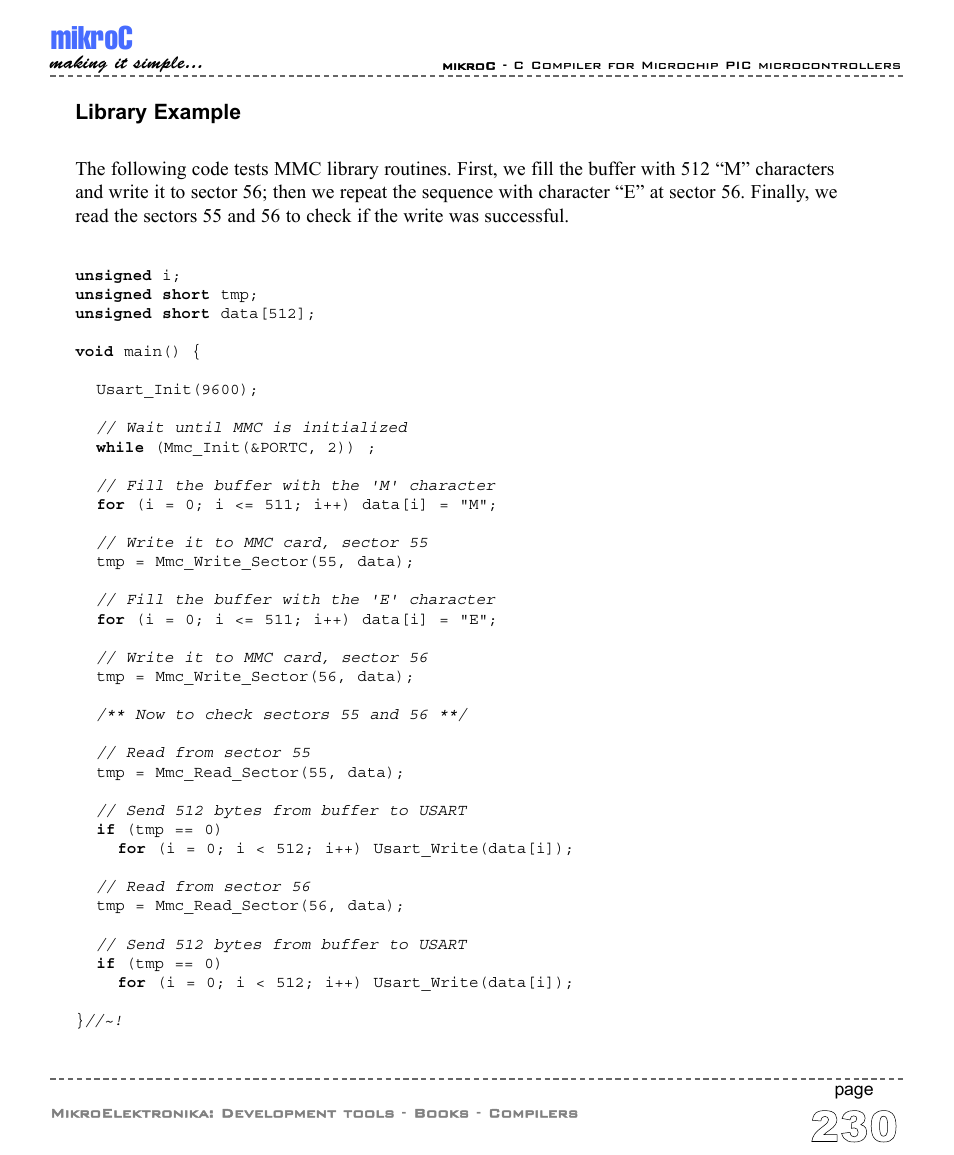 Mikroc, Library example | ABL electronic PIC Microcontrollers PIC16 User Manual | Page 238 / 312