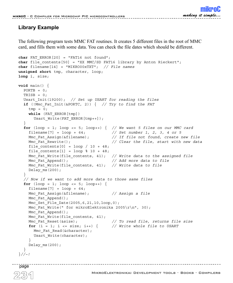 Mikroc, Library example | ABL electronic PIC Microcontrollers PIC16 User Manual | Page 239 / 312