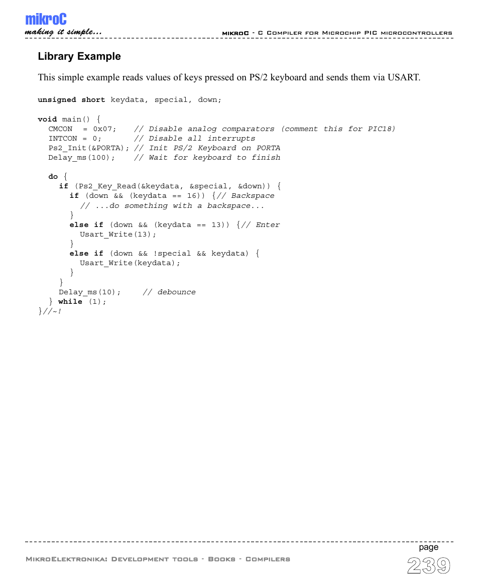 Mikroc, Library example | ABL electronic PIC Microcontrollers PIC16 User Manual | Page 247 / 312