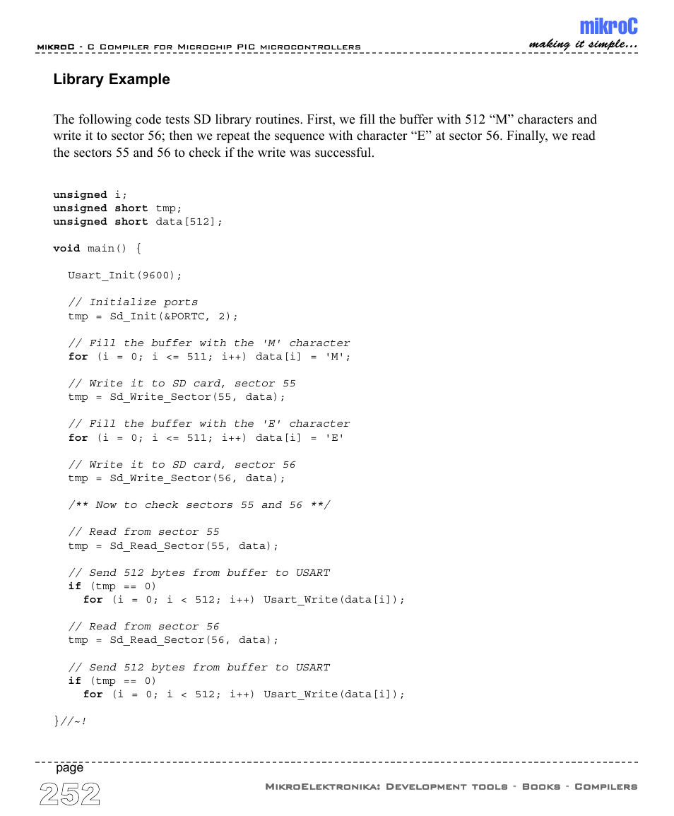 Mikroc, Library example | ABL electronic PIC Microcontrollers PIC16 User Manual | Page 260 / 312