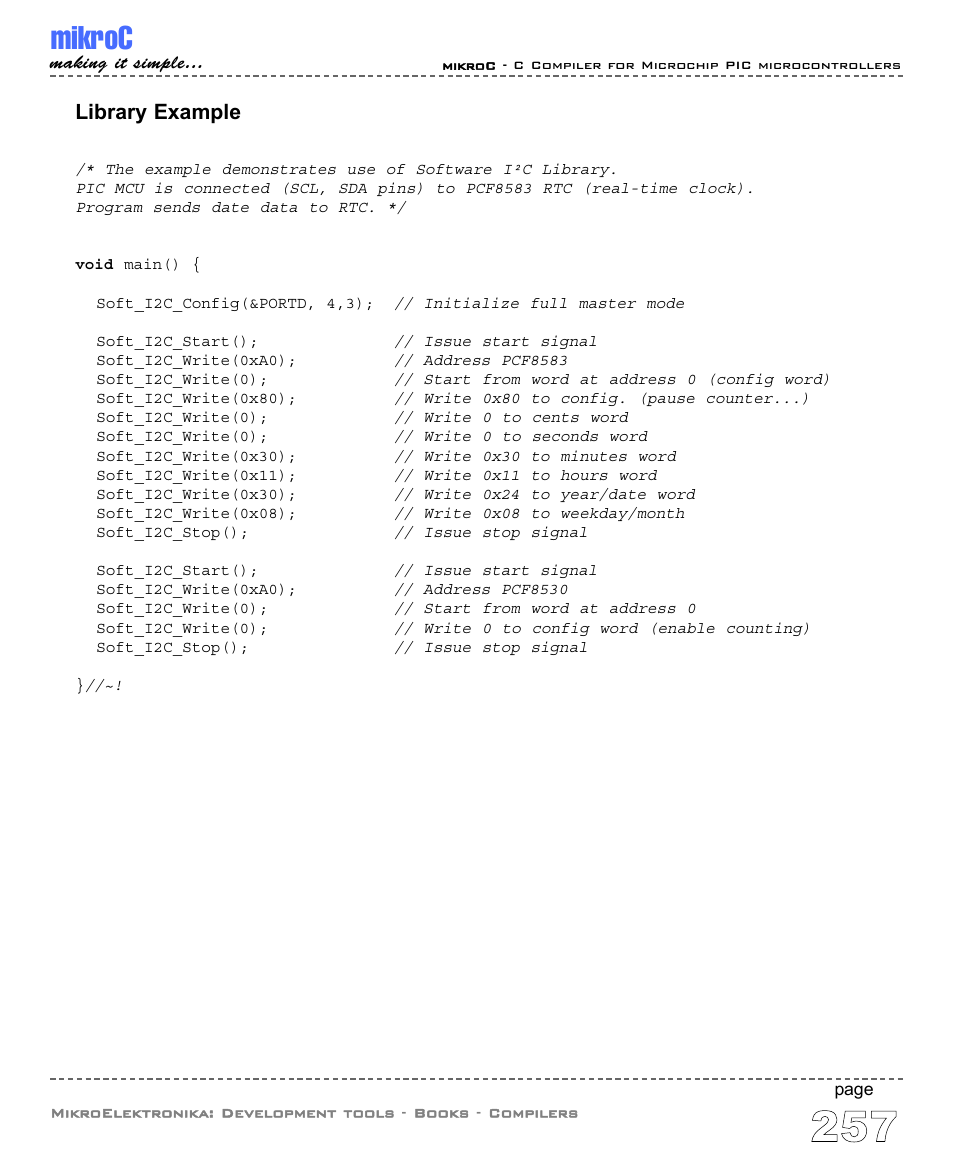 Mikroc, Library example | ABL electronic PIC Microcontrollers PIC16 User Manual | Page 265 / 312