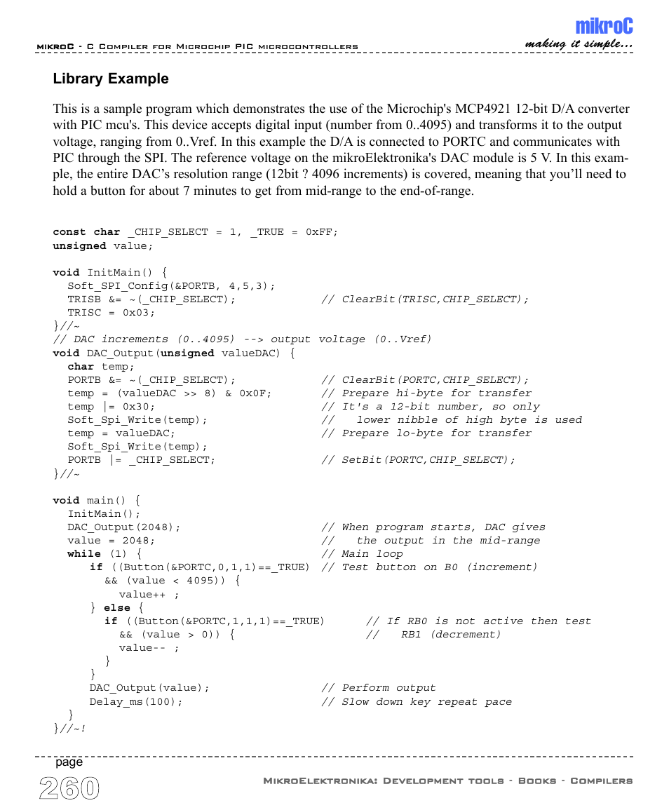 Mikroc, Library example | ABL electronic PIC Microcontrollers PIC16 User Manual | Page 268 / 312