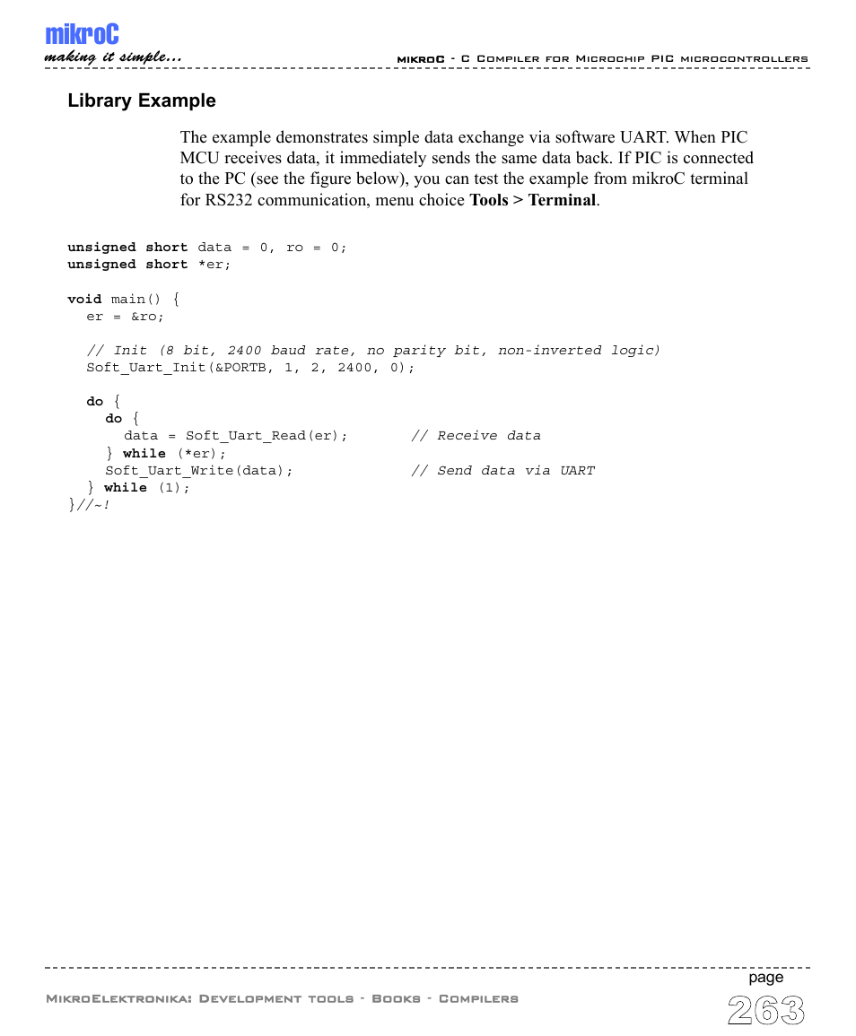 Mikroc, Library example | ABL electronic PIC Microcontrollers PIC16 User Manual | Page 271 / 312