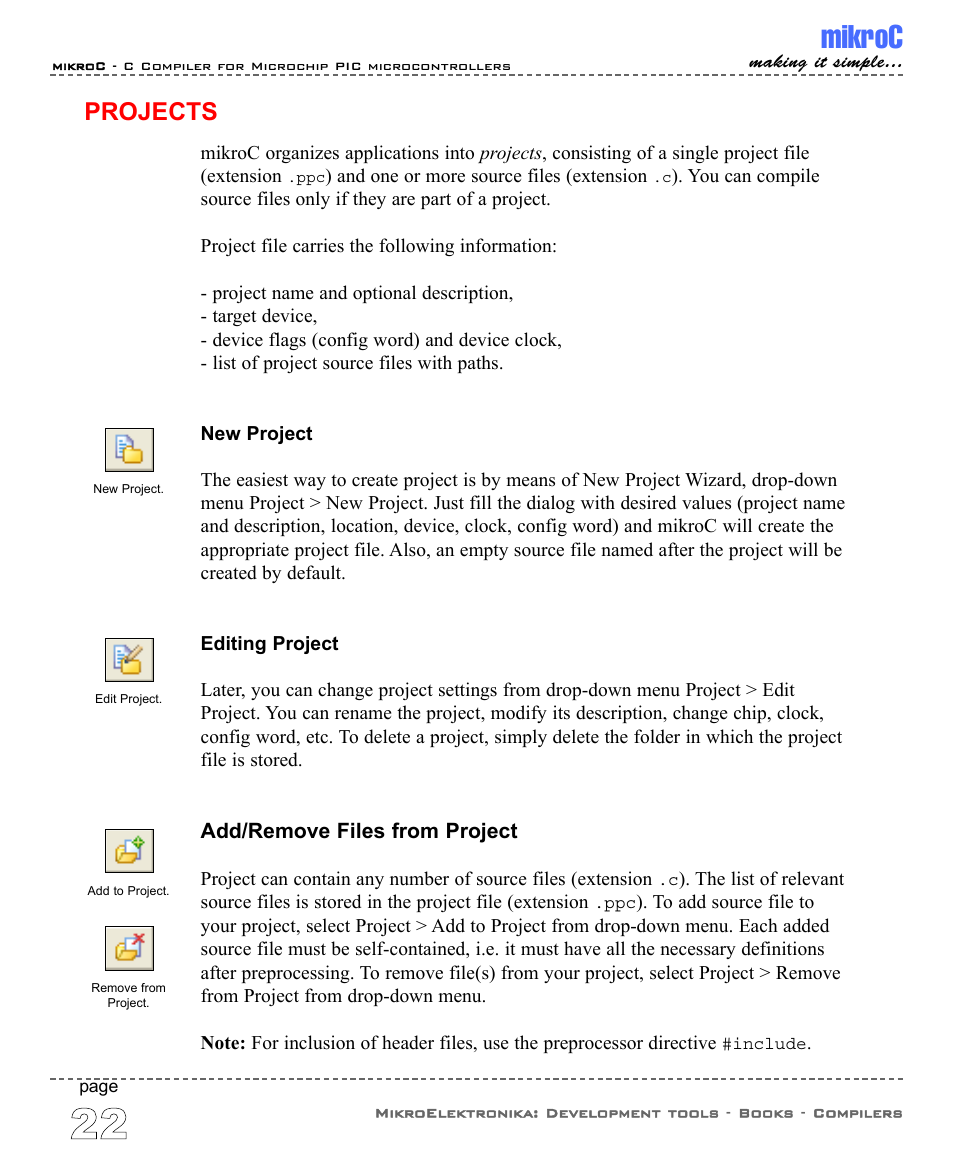 Projects, Mikroc | ABL electronic PIC Microcontrollers PIC16 User Manual | Page 30 / 312