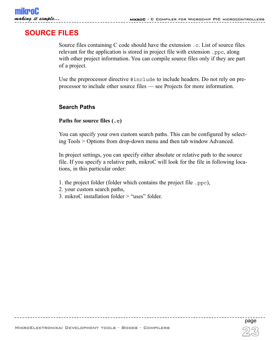 Source files, Mikroc | ABL electronic PIC Microcontrollers PIC16 User Manual | Page 31 / 312