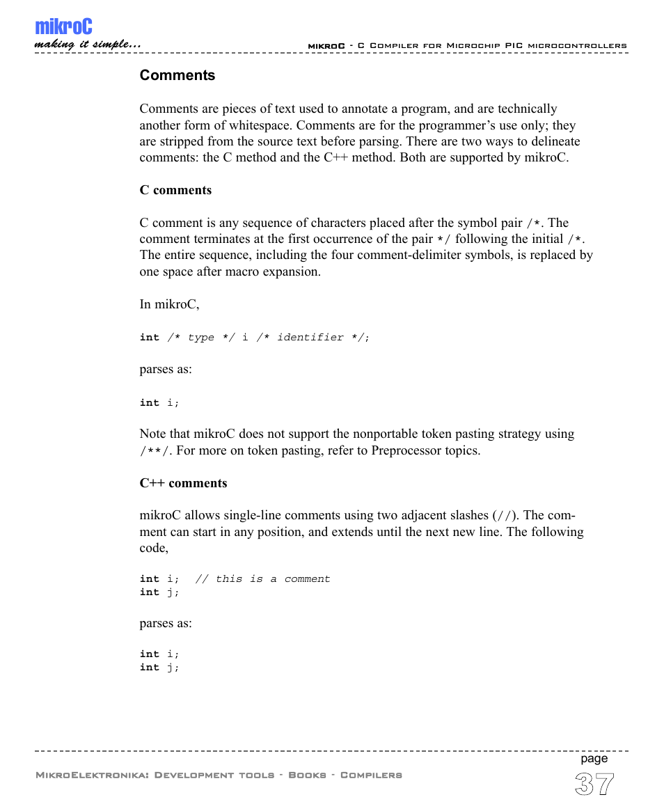 Comments, Mikroc | ABL electronic PIC Microcontrollers PIC16 User Manual | Page 45 / 312