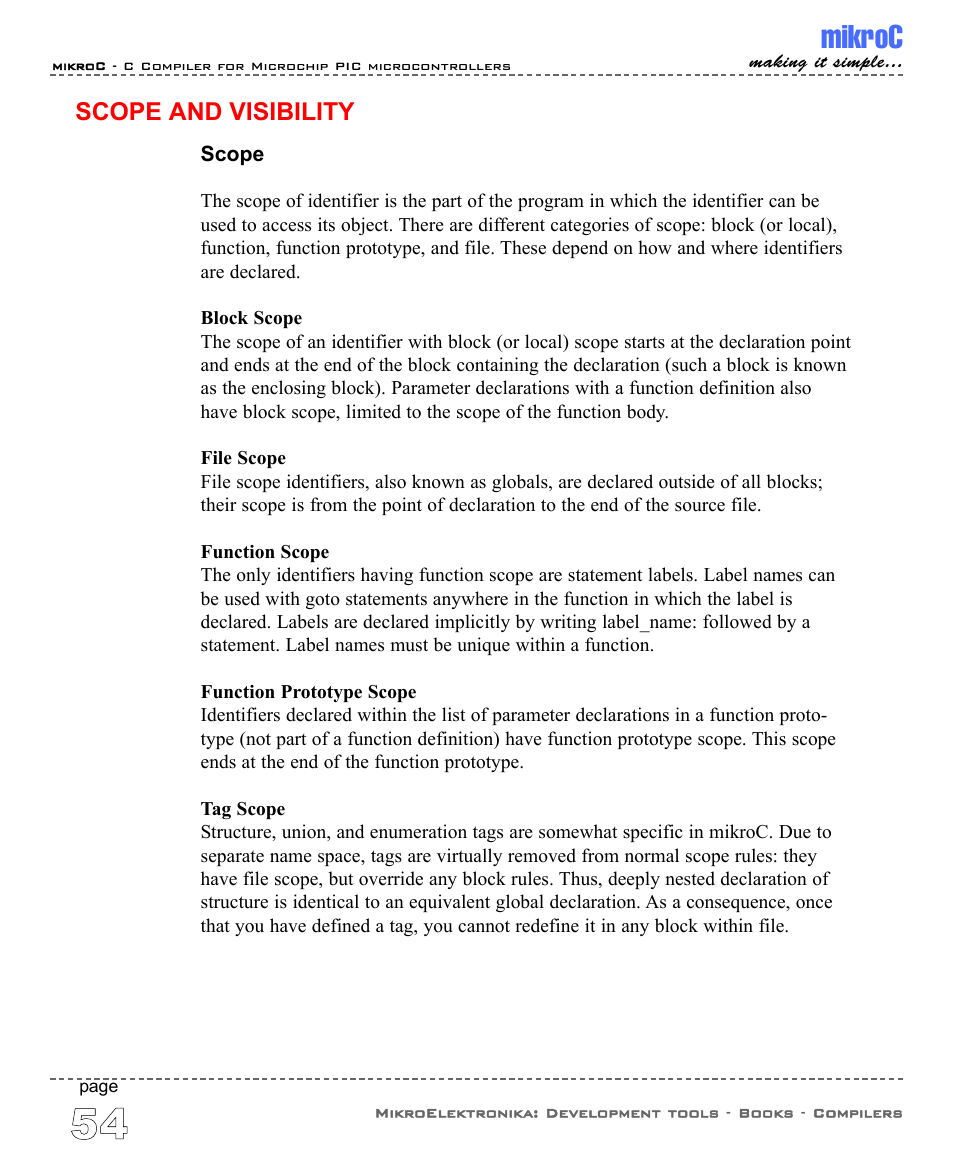 Scope and visibility, Mikroc | ABL electronic PIC Microcontrollers PIC16 User Manual | Page 62 / 312