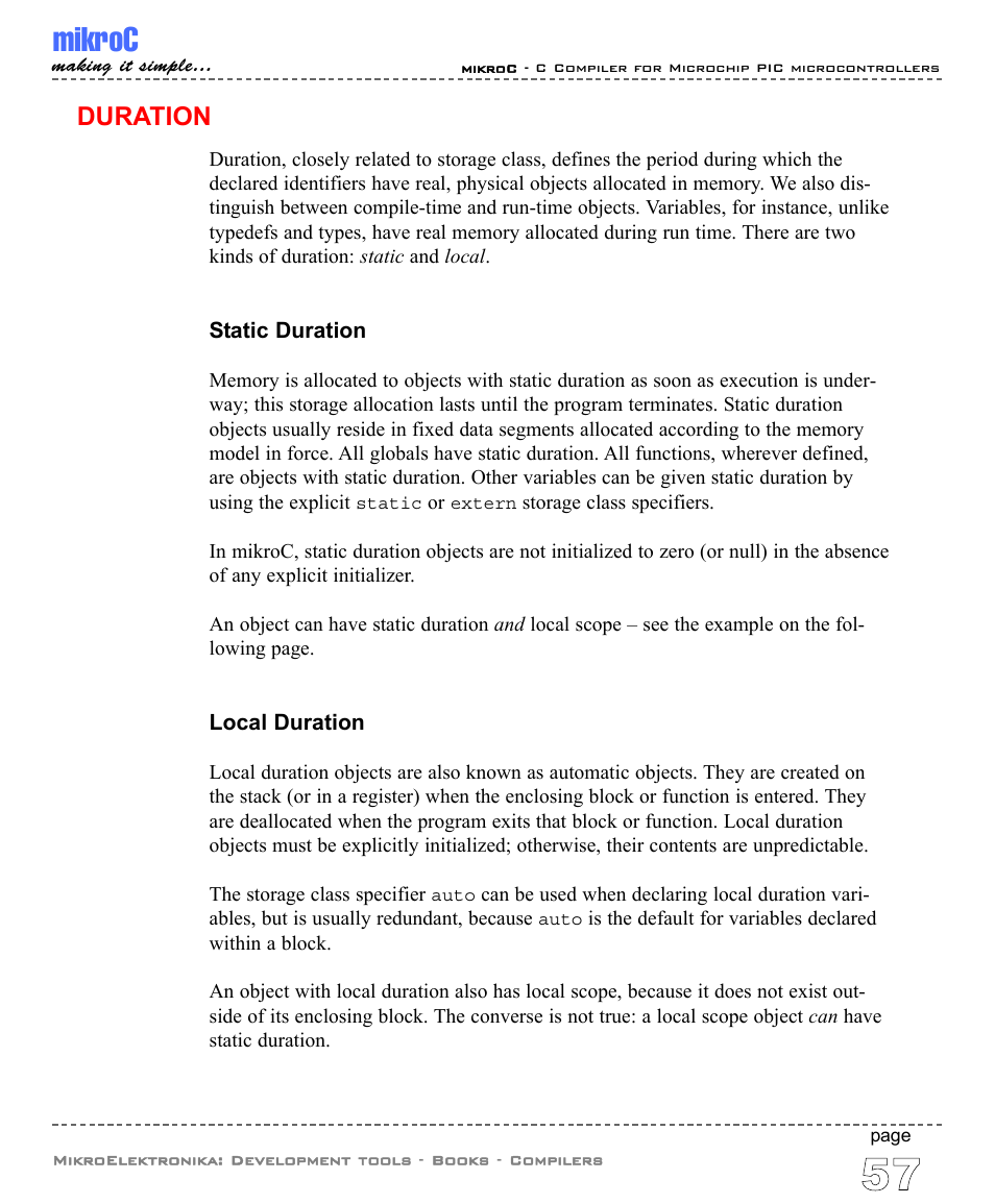 Duration, Mikroc | ABL electronic PIC Microcontrollers PIC16 User Manual | Page 65 / 312