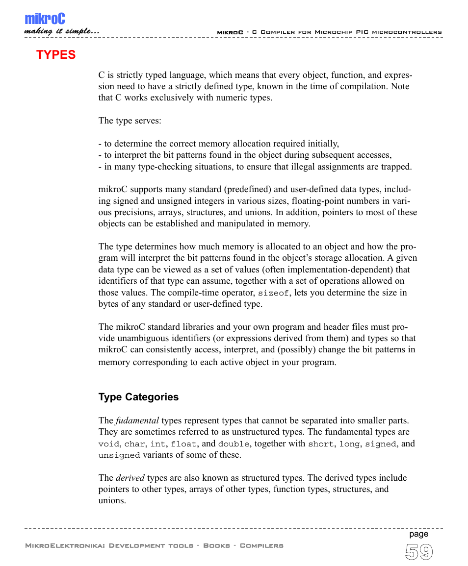 Types, Mikroc | ABL electronic PIC Microcontrollers PIC16 User Manual | Page 67 / 312