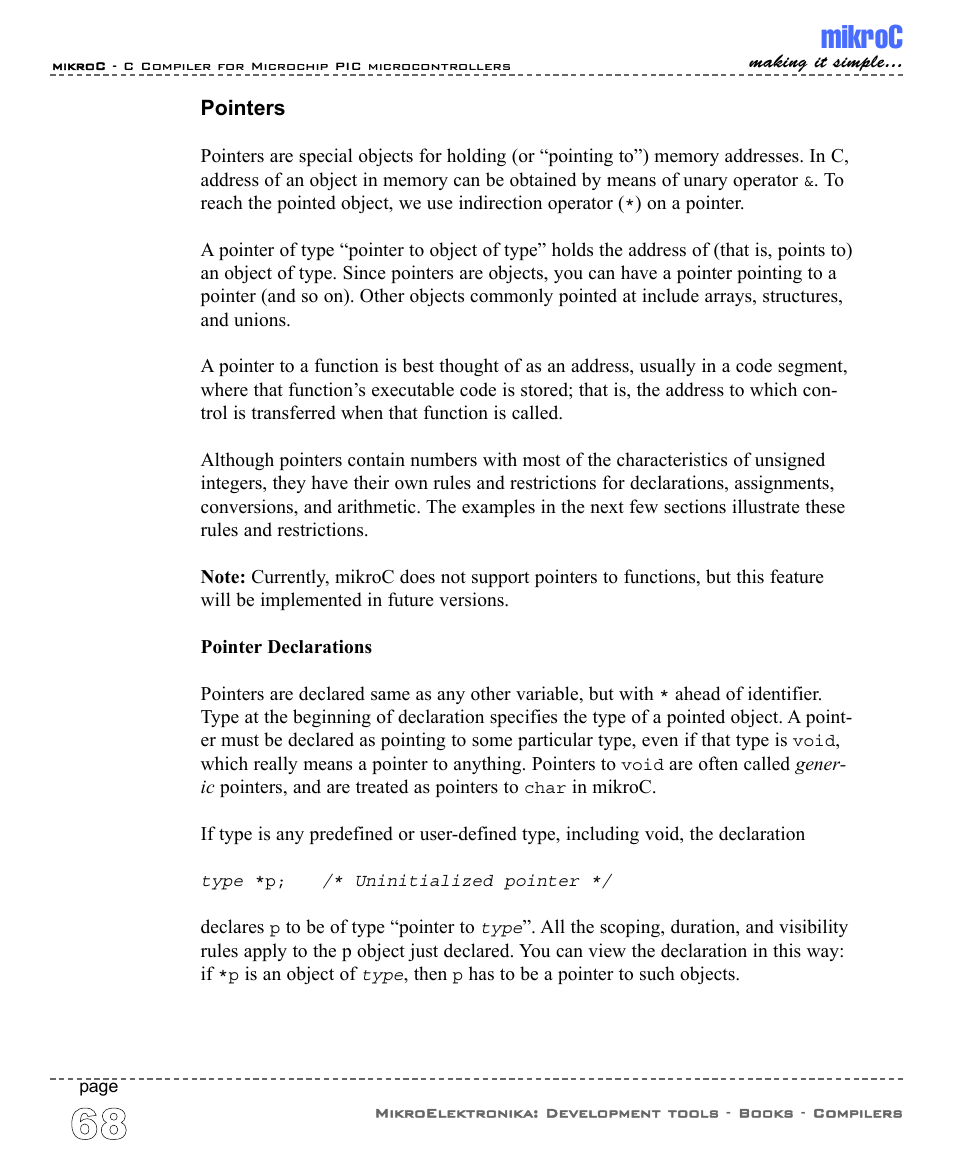 Pointers, Mikroc | ABL electronic PIC Microcontrollers PIC16 User Manual | Page 76 / 312