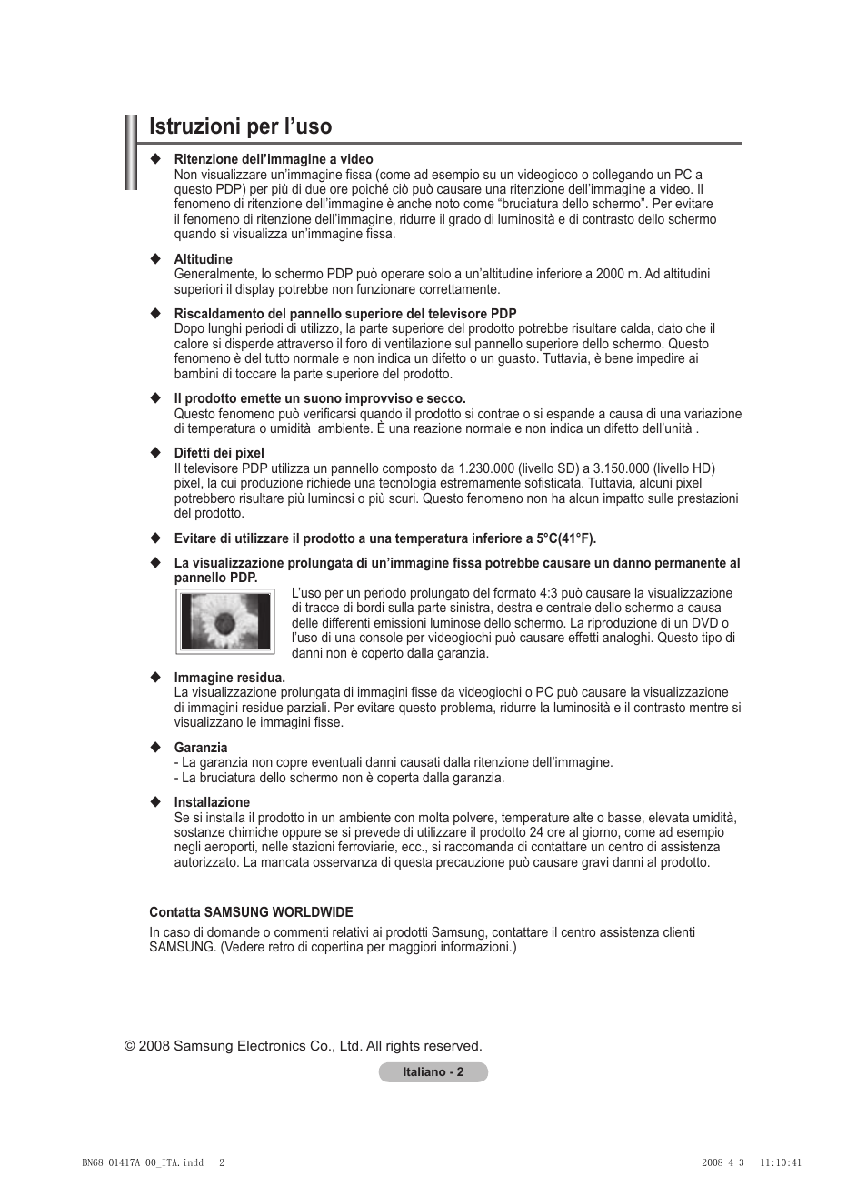 Istruzioni per l’uso | Samsung PS50A451P1 User Manual | Page 163 / 483