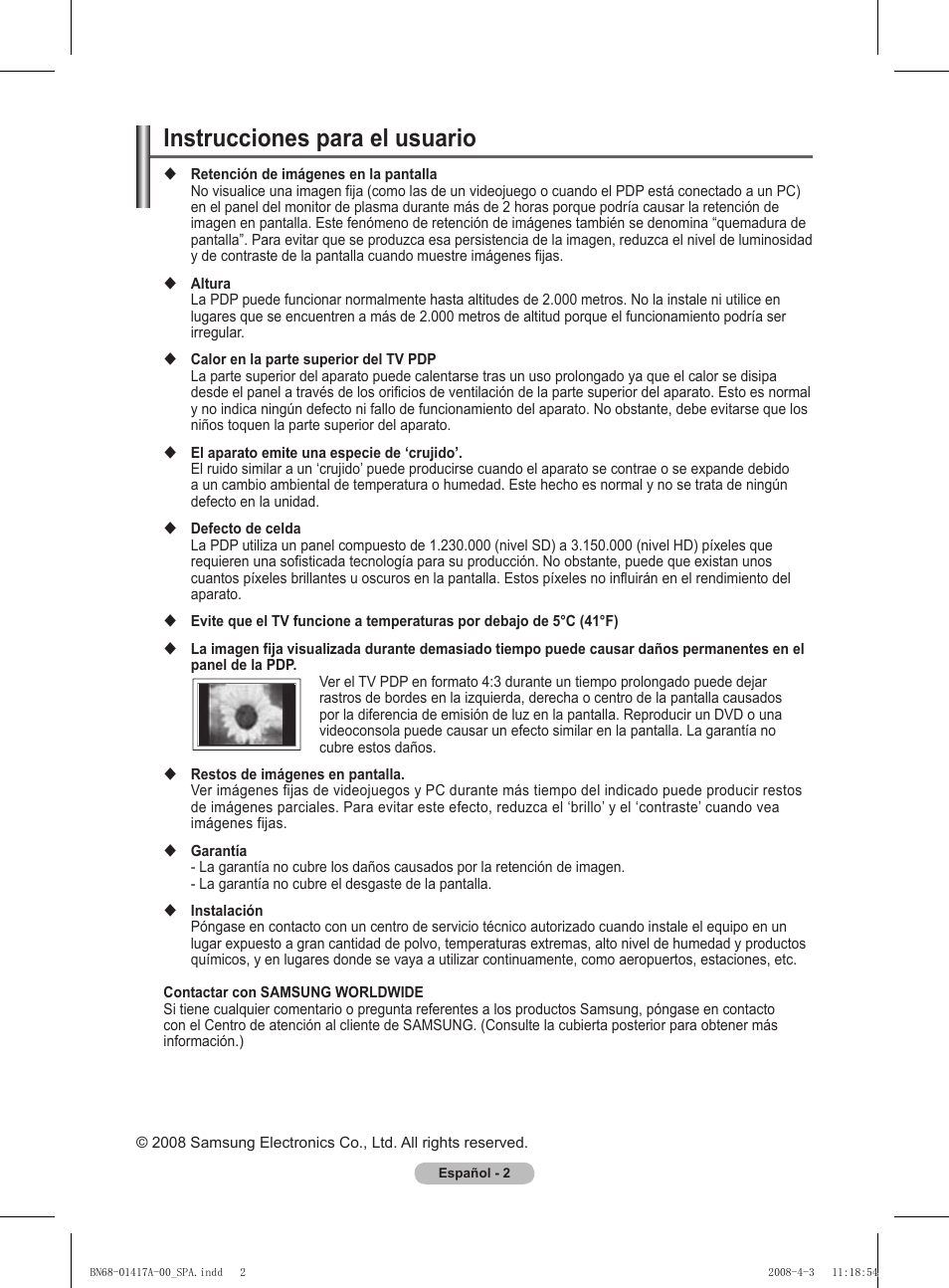 Instrucciones para el usuario | Samsung PS50A451P1 User Manual | Page 204 / 483