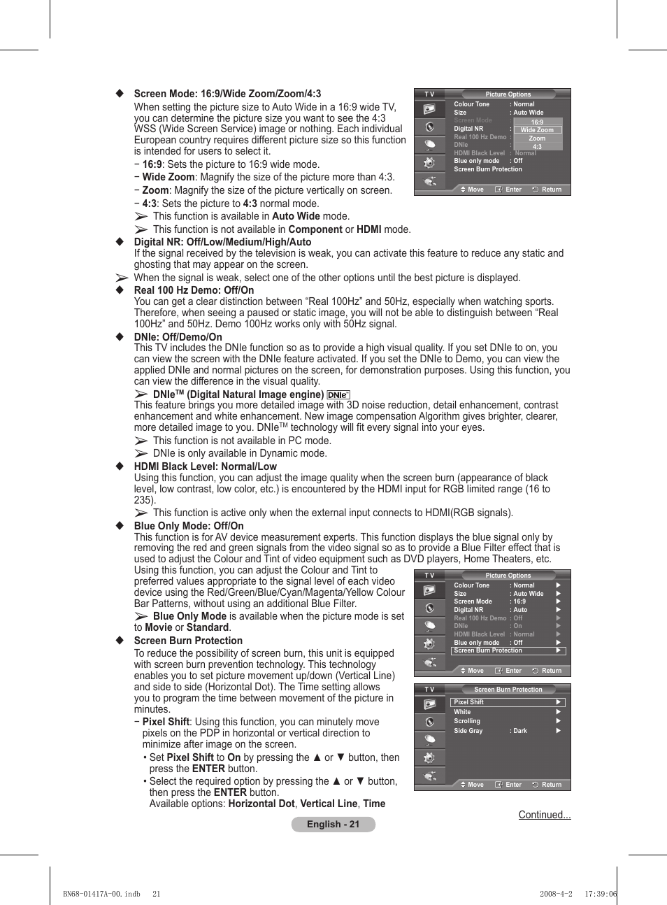 Samsung PS50A451P1 User Manual | Page 21 / 483
