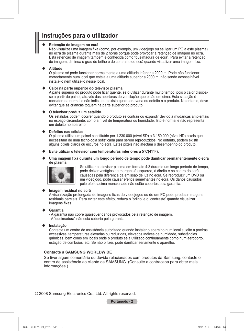 Instruções para o utilizador | Samsung PS50A451P1 User Manual | Page 244 / 483