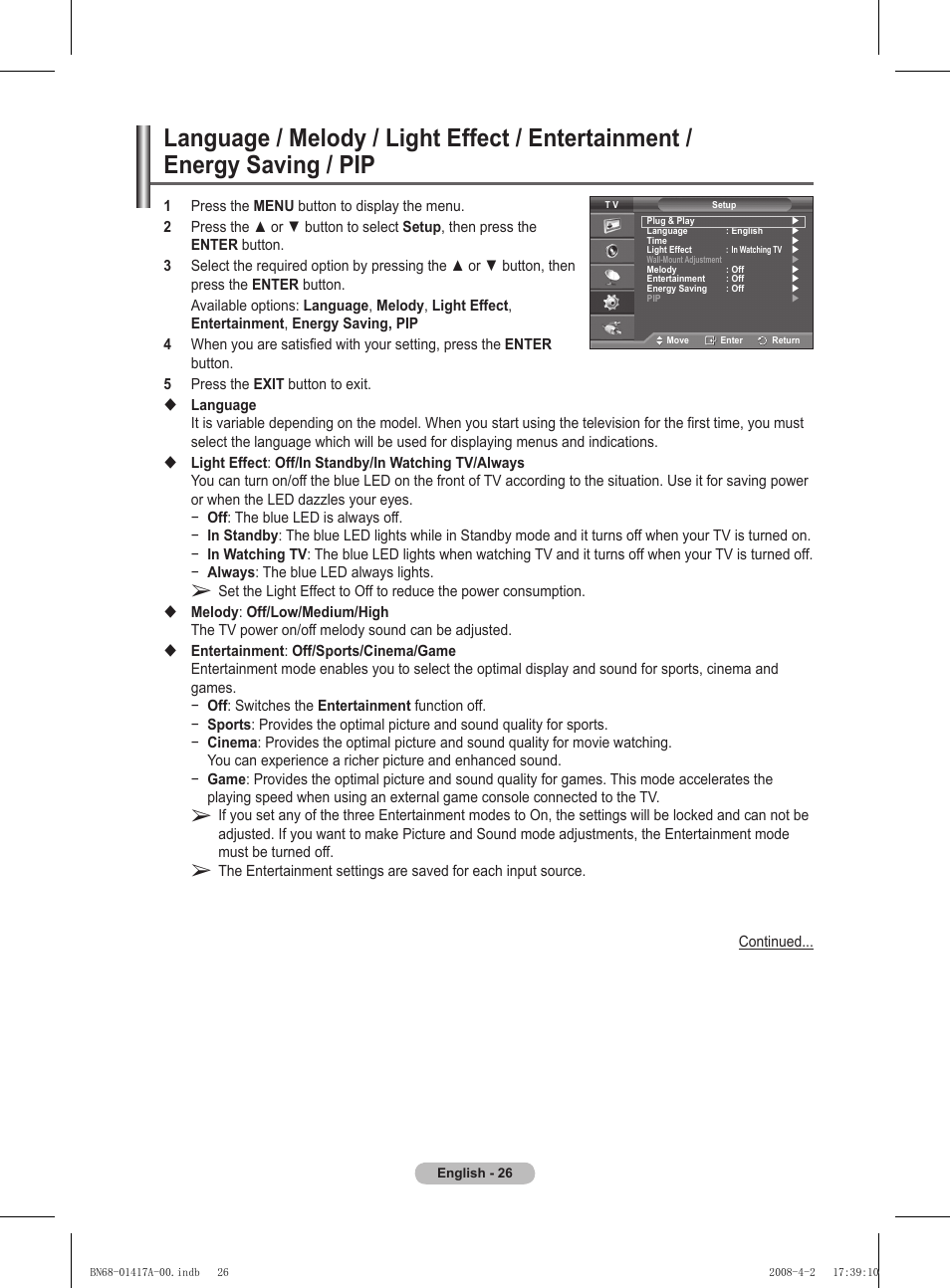 Samsung PS50A451P1 User Manual | Page 26 / 483