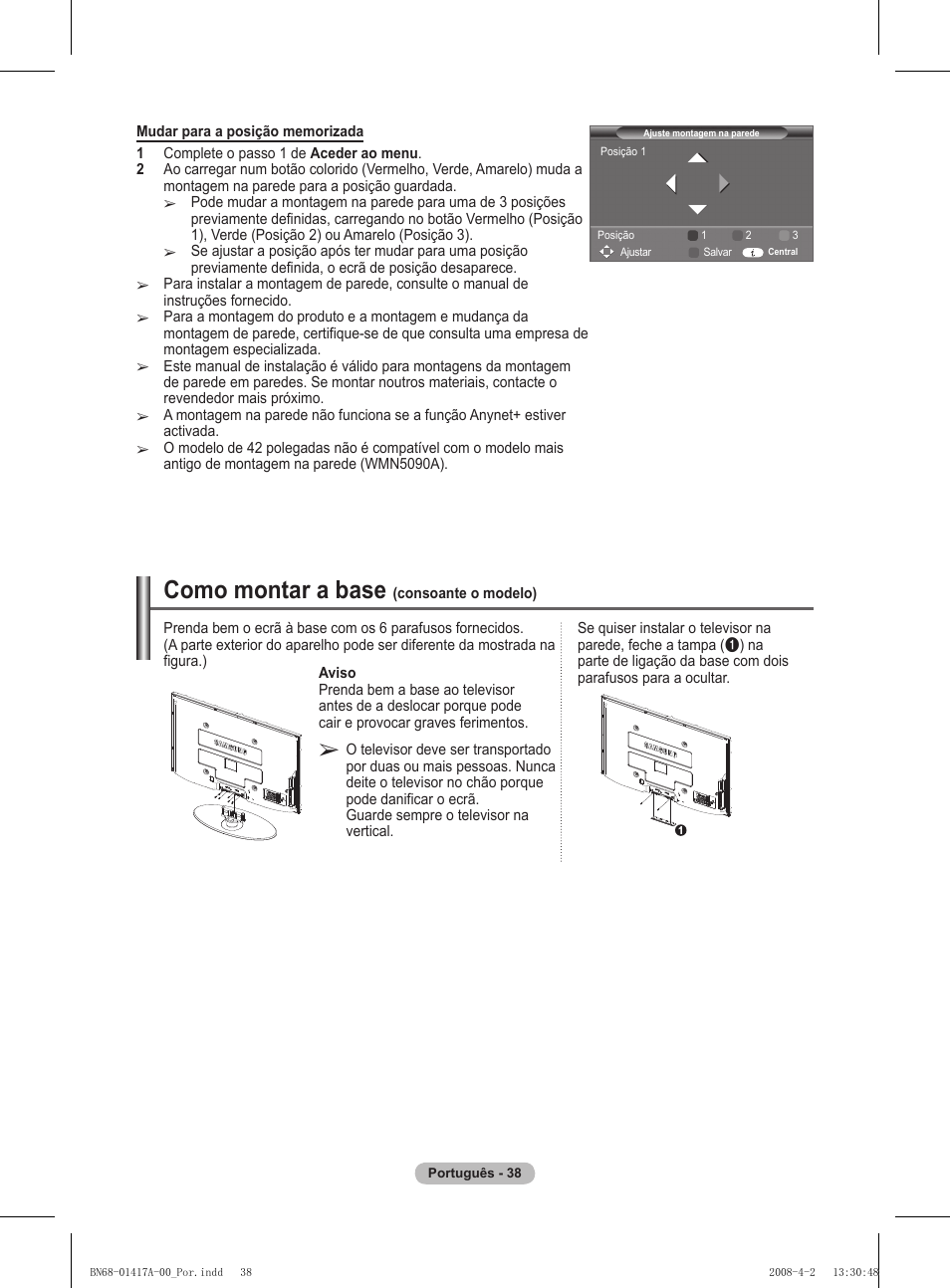 Como montar a base | Samsung PS50A451P1 User Manual | Page 280 / 483
