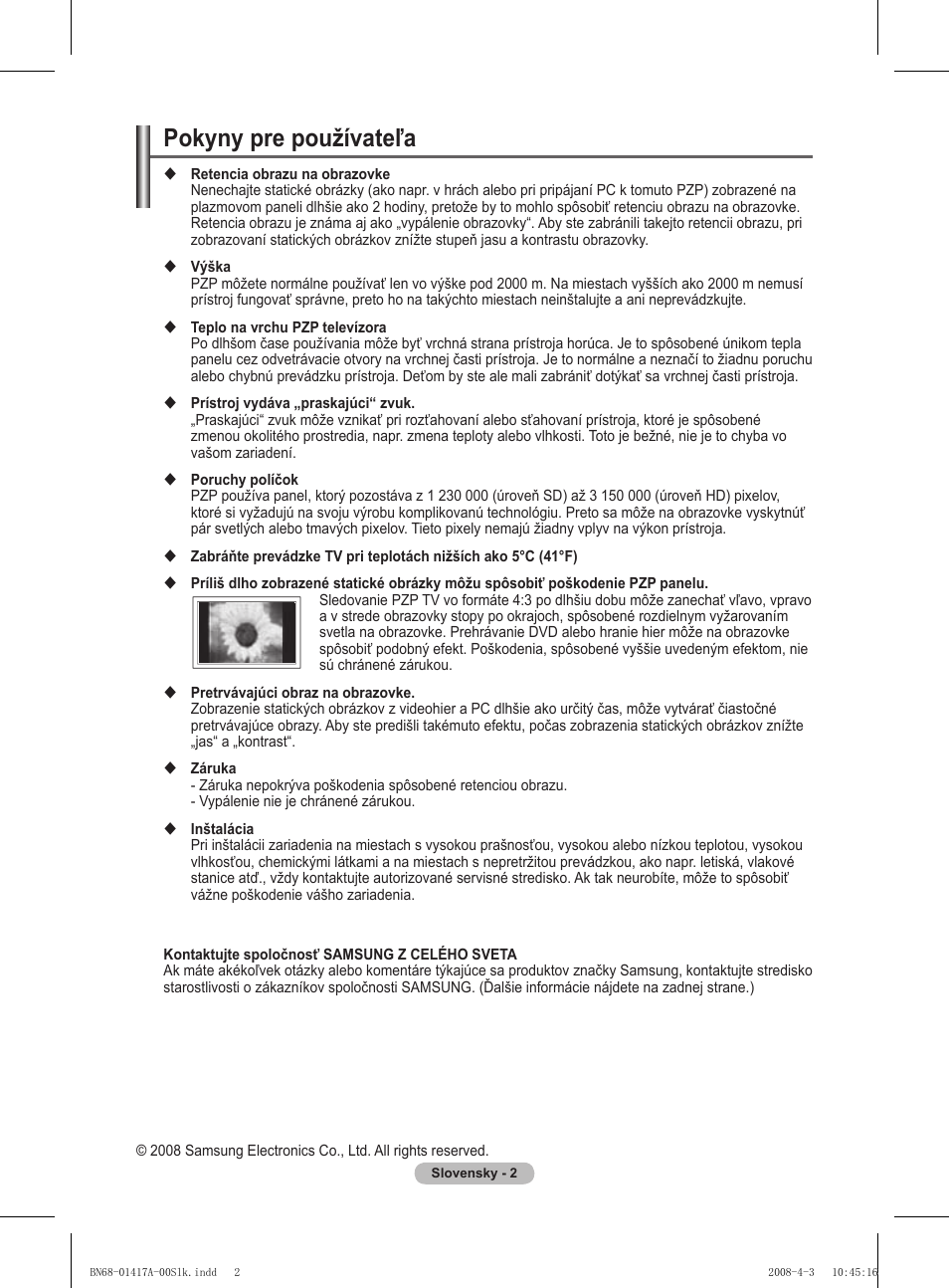Pokyny pre používateľa | Samsung PS50A451P1 User Manual | Page 404 / 483