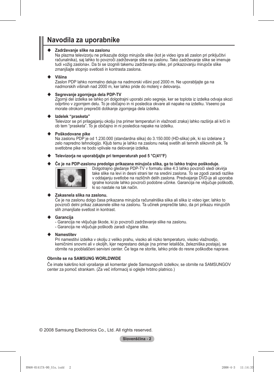 Navodila za uporabnike | Samsung PS50A451P1 User Manual | Page 444 / 483
