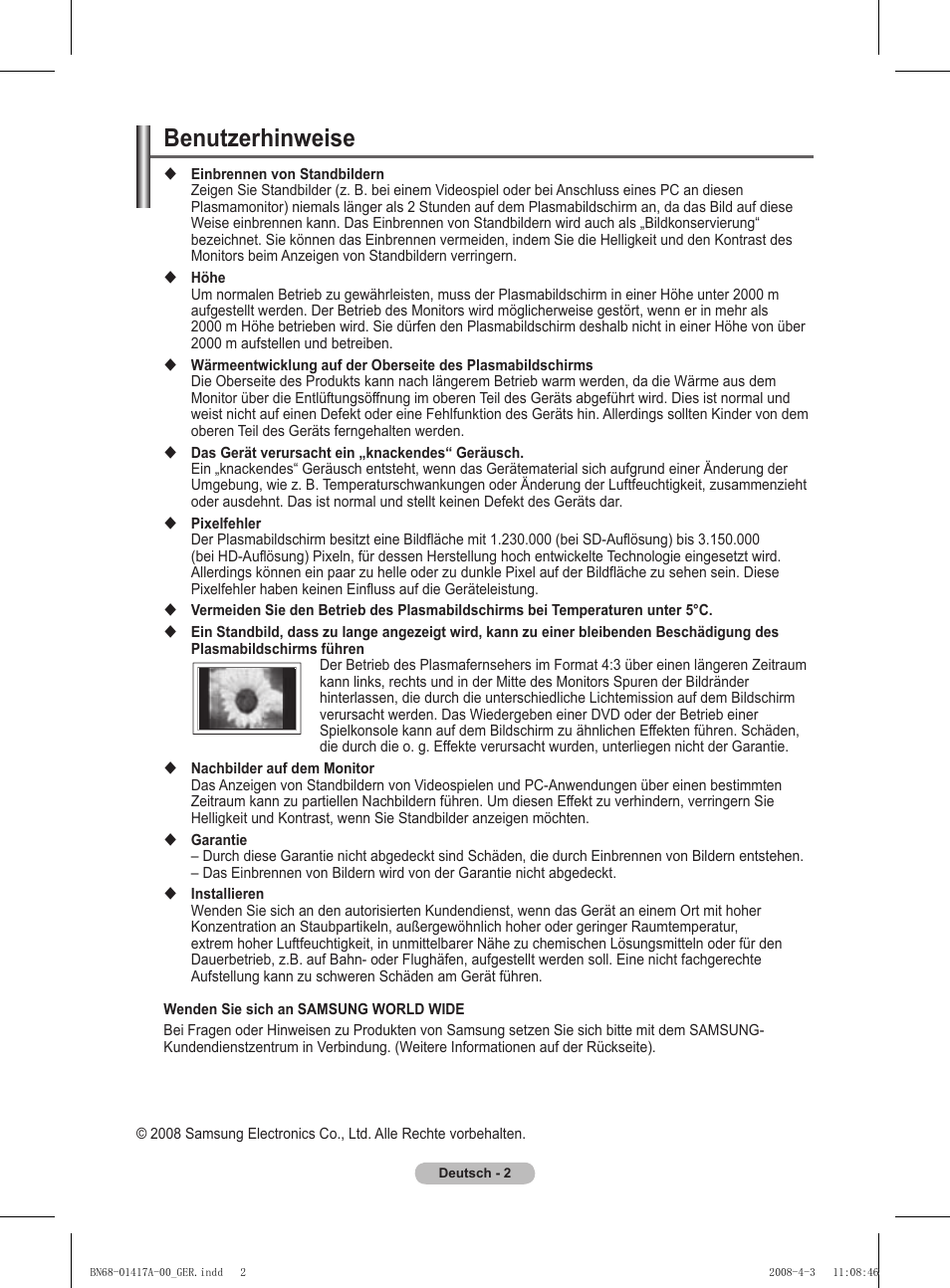 Benutzerhinweise | Samsung PS50A451P1 User Manual | Page 83 / 483
