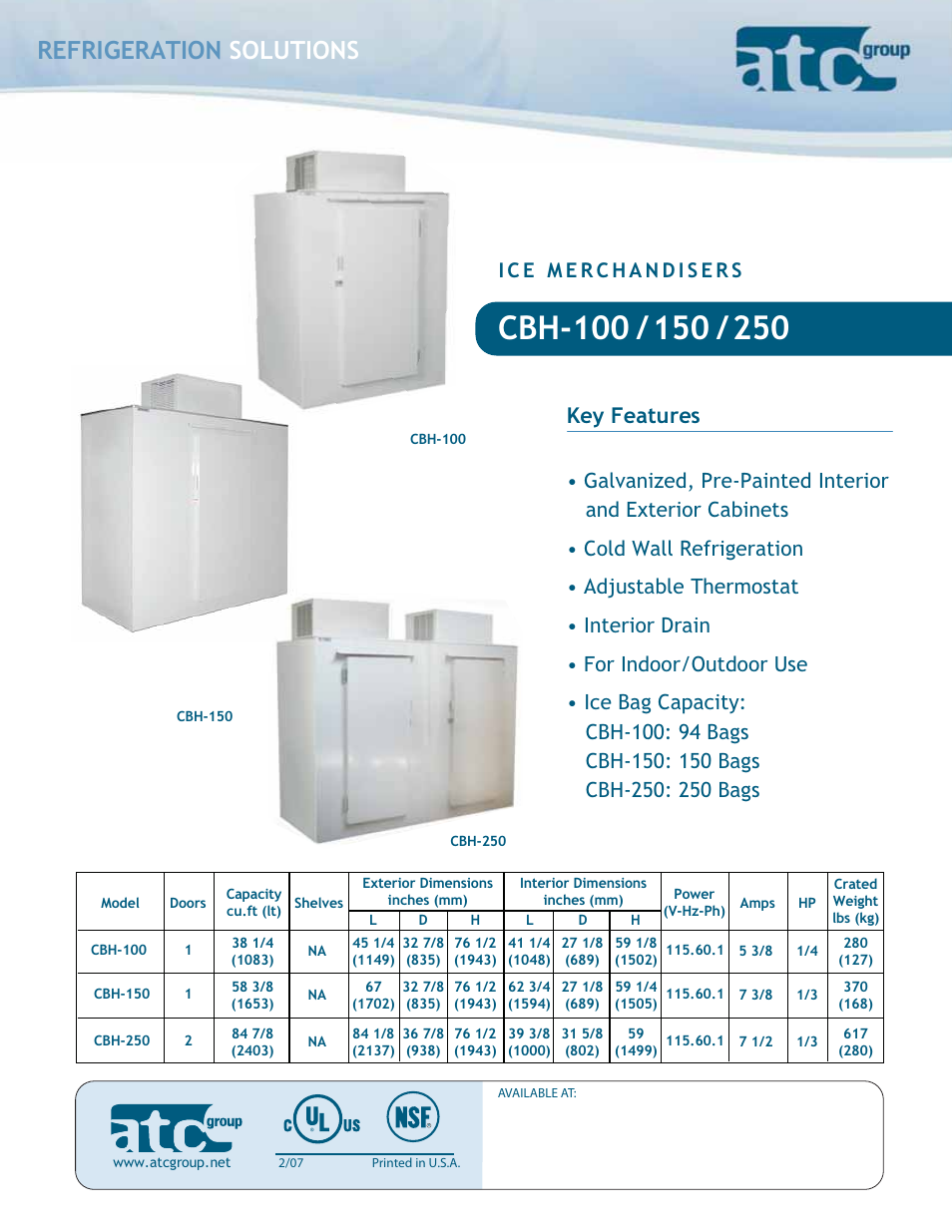 ATC Group Ice Merchandisers CBH-150 User Manual | 2 pages