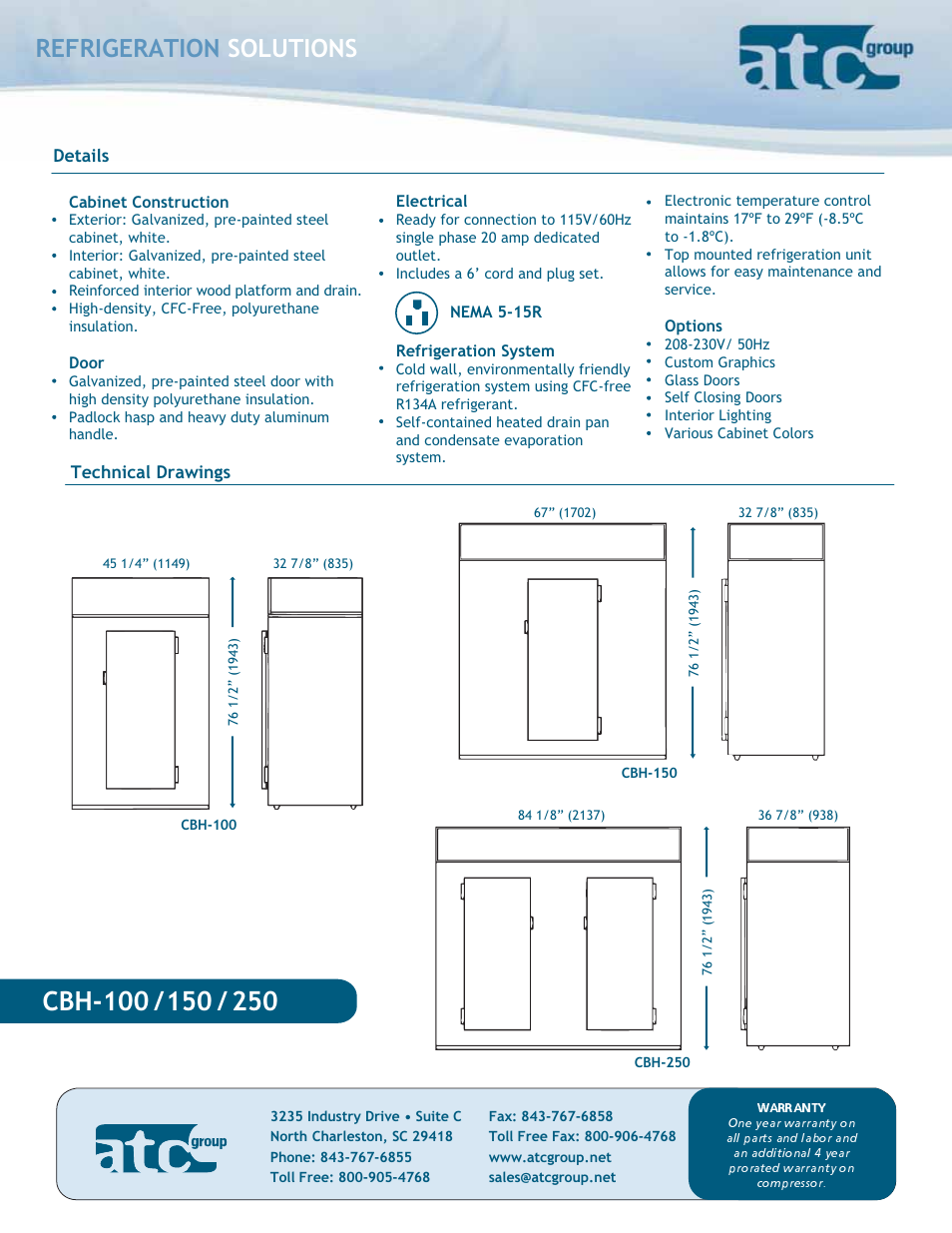 Refrigeration solutions | ATC Group Ice Merchandisers CBH-150 User Manual | Page 2 / 2