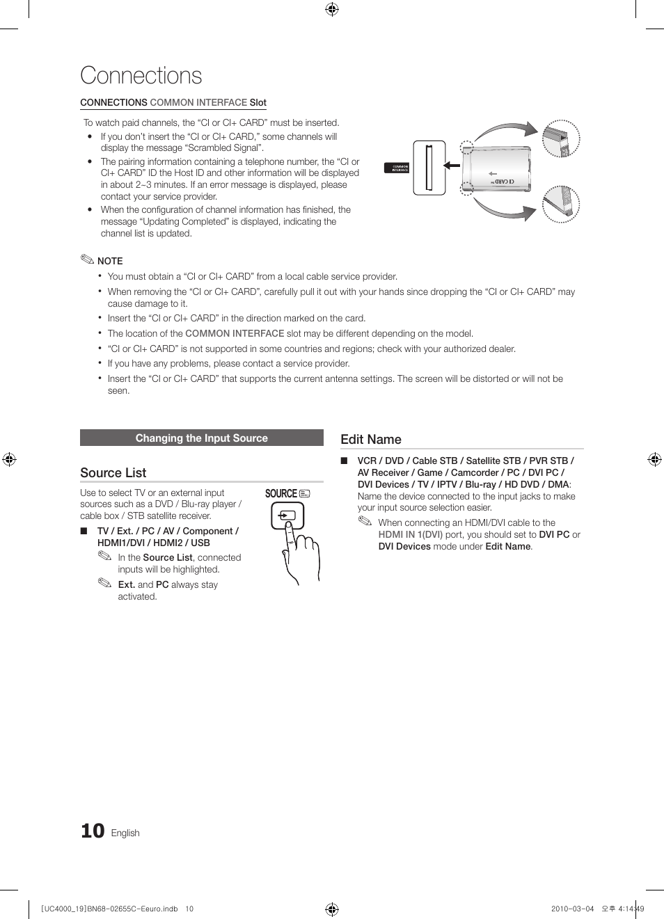 Connections | Samsung UE32C4000PW User Manual | Page 10 / 421