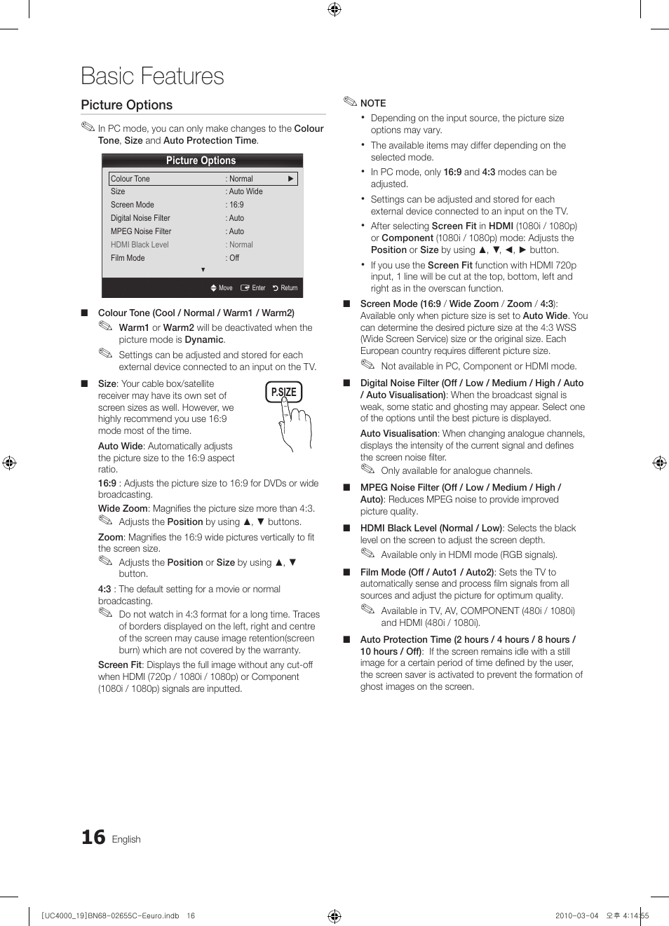 Basic features | Samsung UE32C4000PW User Manual | Page 16 / 421