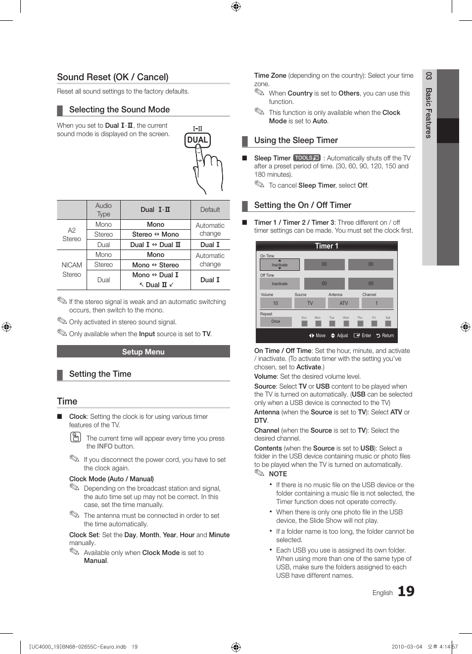 Sound reset (ok / cancel), Time | Samsung UE32C4000PW User Manual | Page 19 / 421