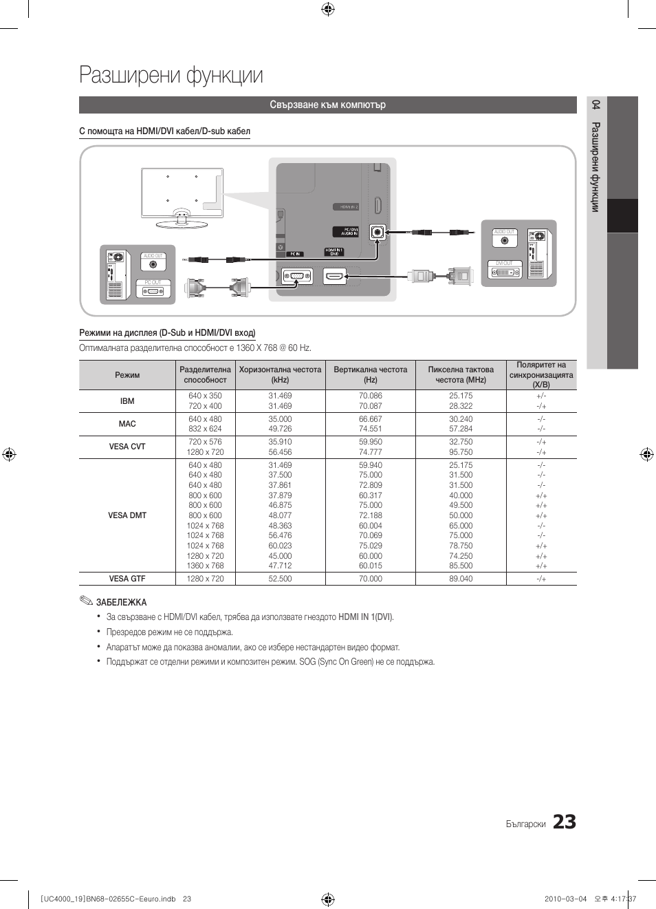 Разширени функции | Samsung UE32C4000PW User Manual | Page 191 / 421