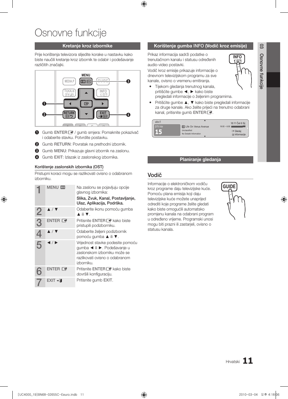 Osnovne funkcije, Vodič | Samsung UE32C4000PW User Manual | Page 221 / 421